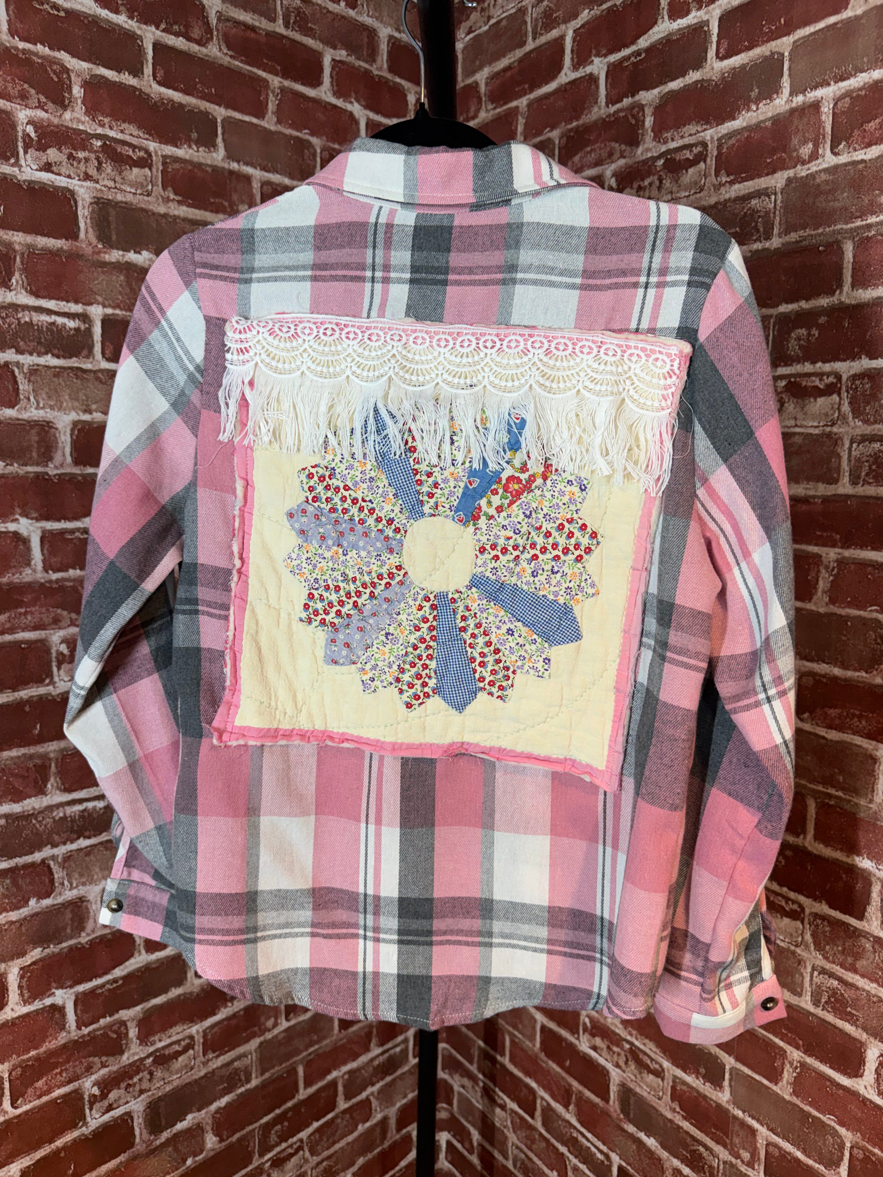 Pink Long Sleeve with Quilted Back- Small