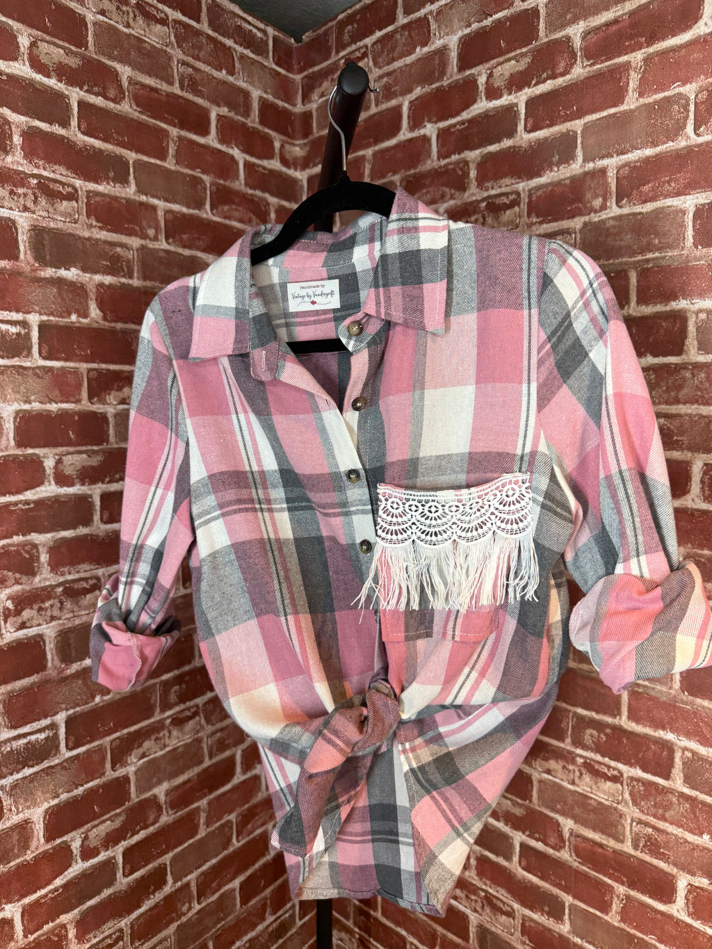Pink Long Sleeve with Quilted Back- Small