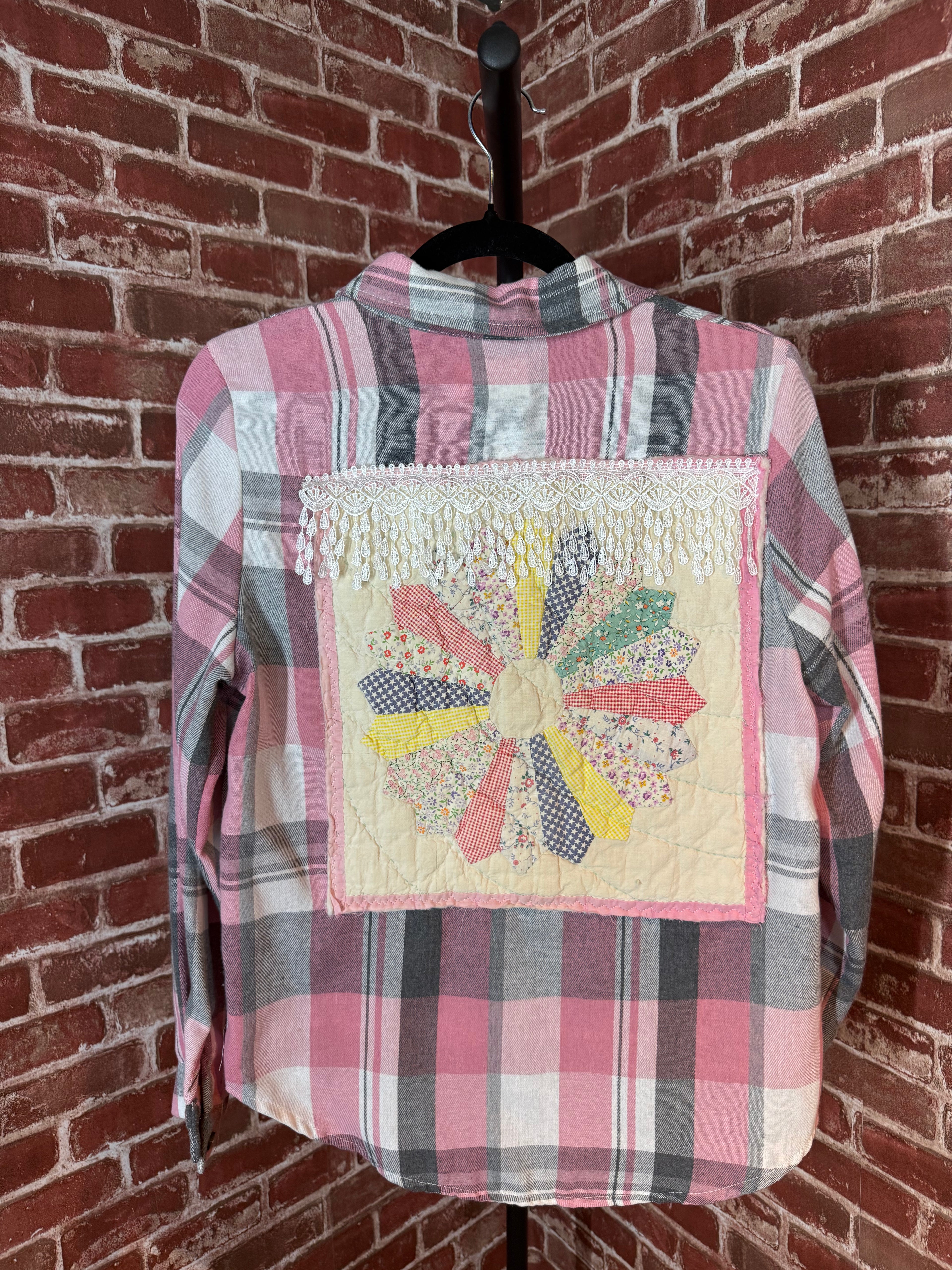 Pink Long Sleeve with Quilted Back- Medium