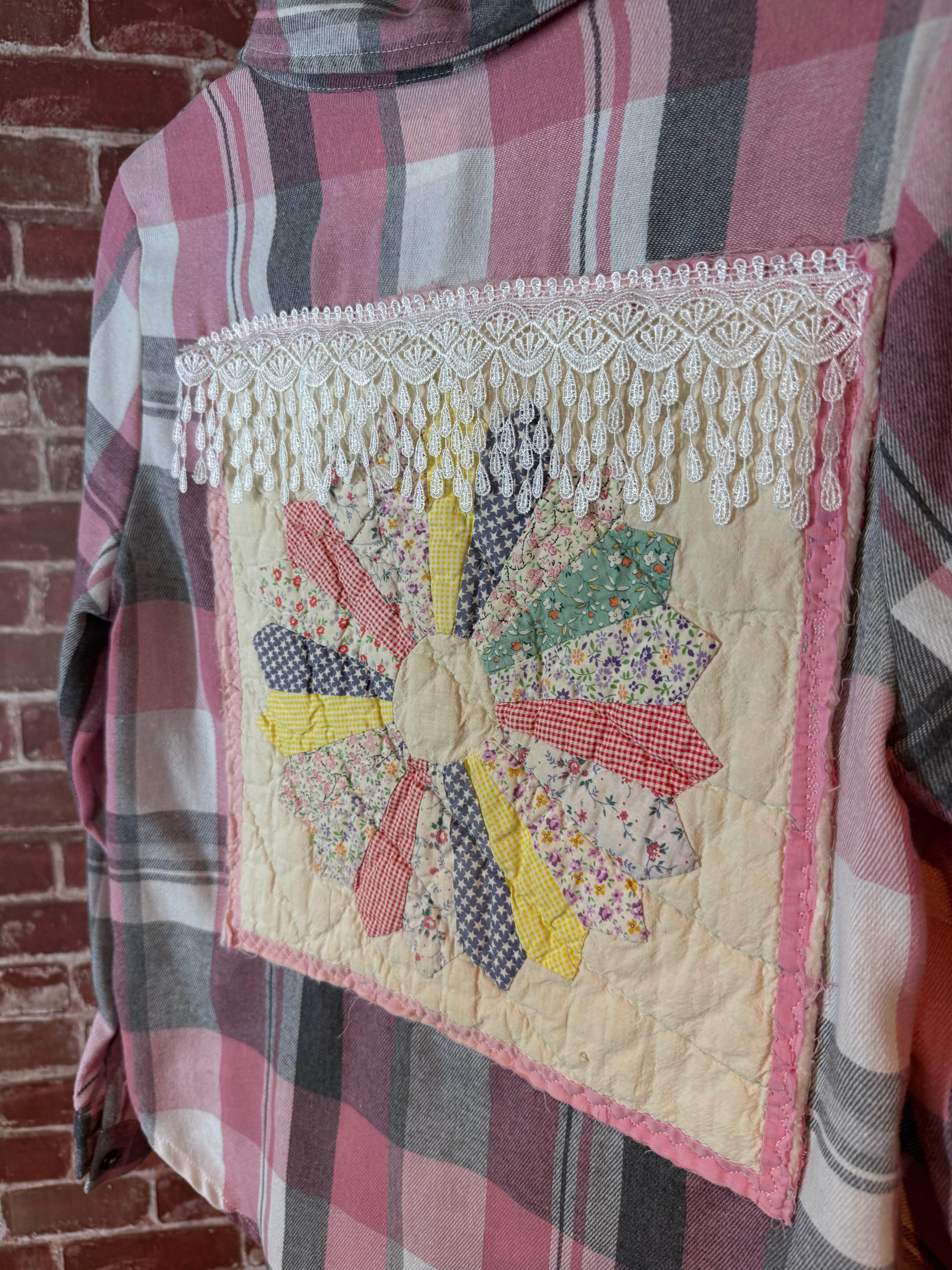 Pink Long Sleeve with Quilted Back- Medium