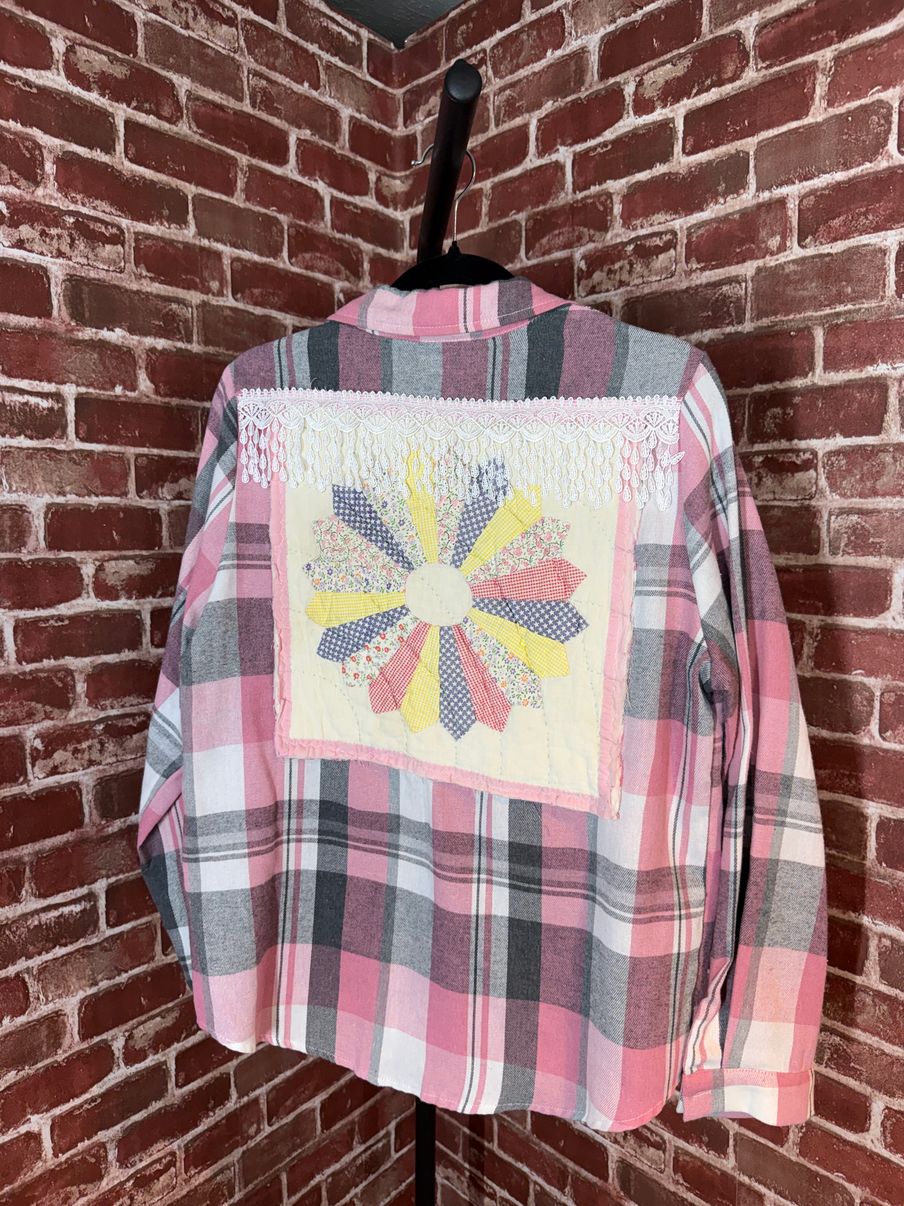 Pink Long Sleeve with Quilted Back- Large