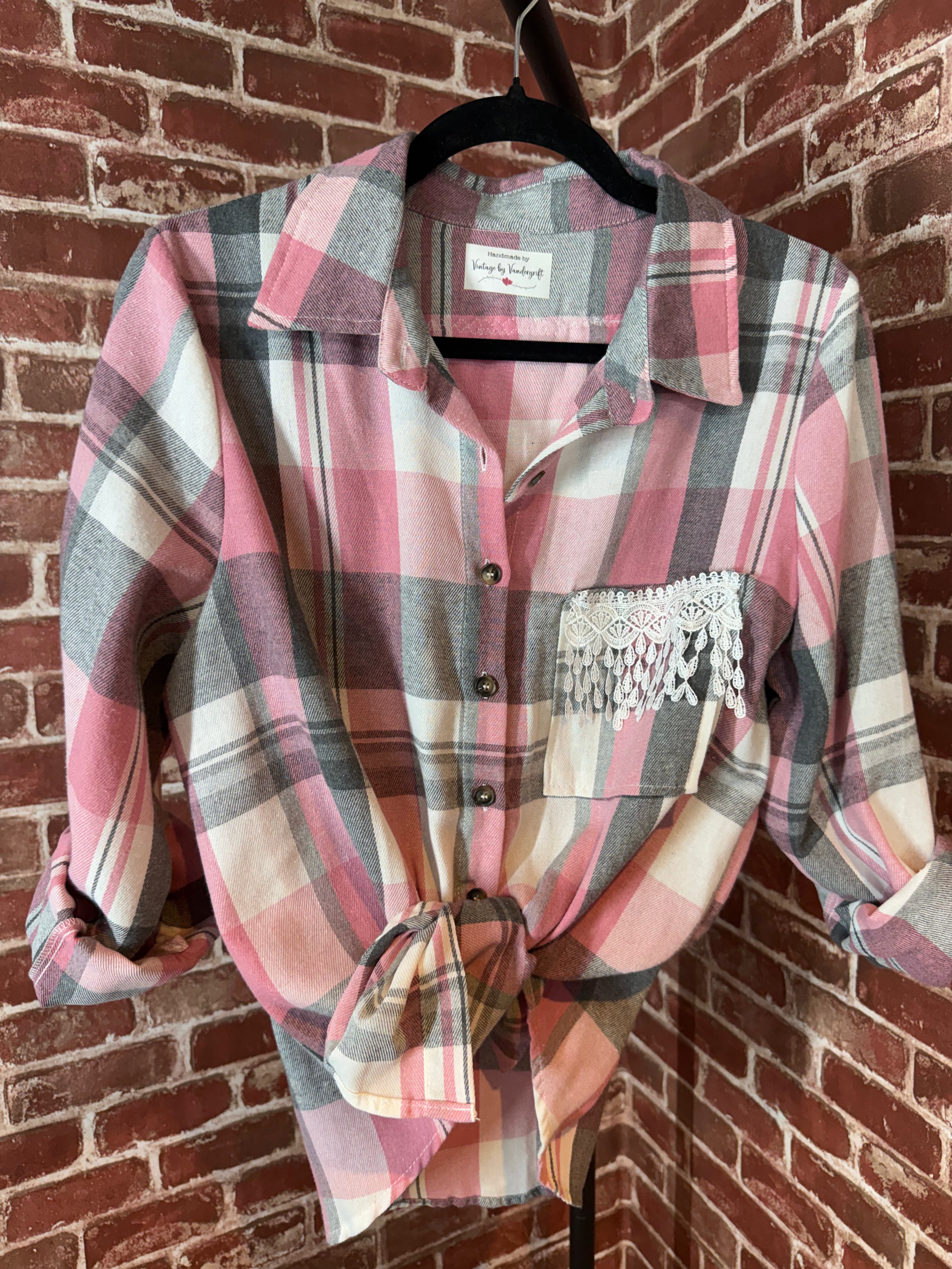 Pink Long Sleeve with Quilted Back- Large