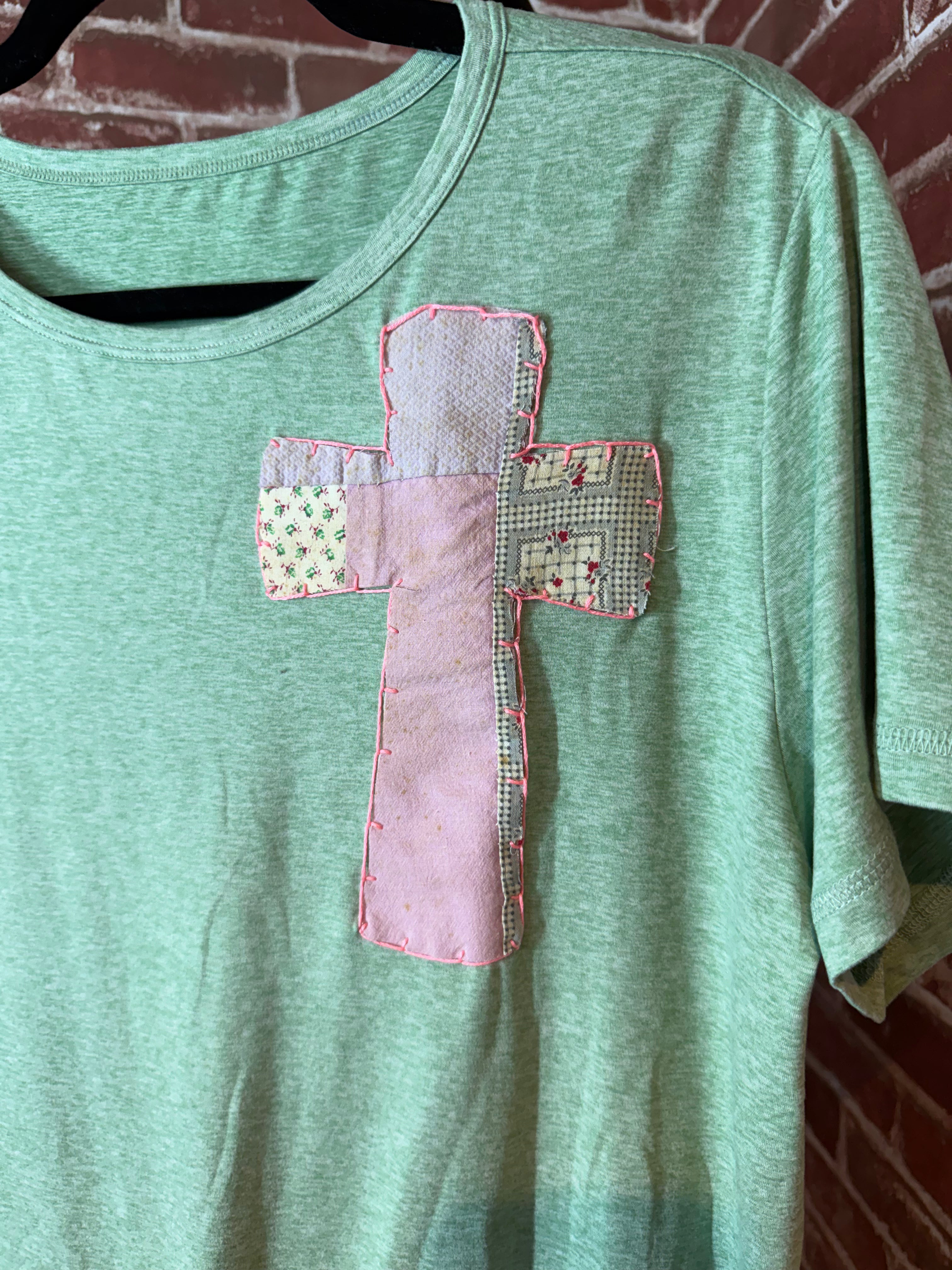 Cross Quilted Shirt, Sage Green - XLarge