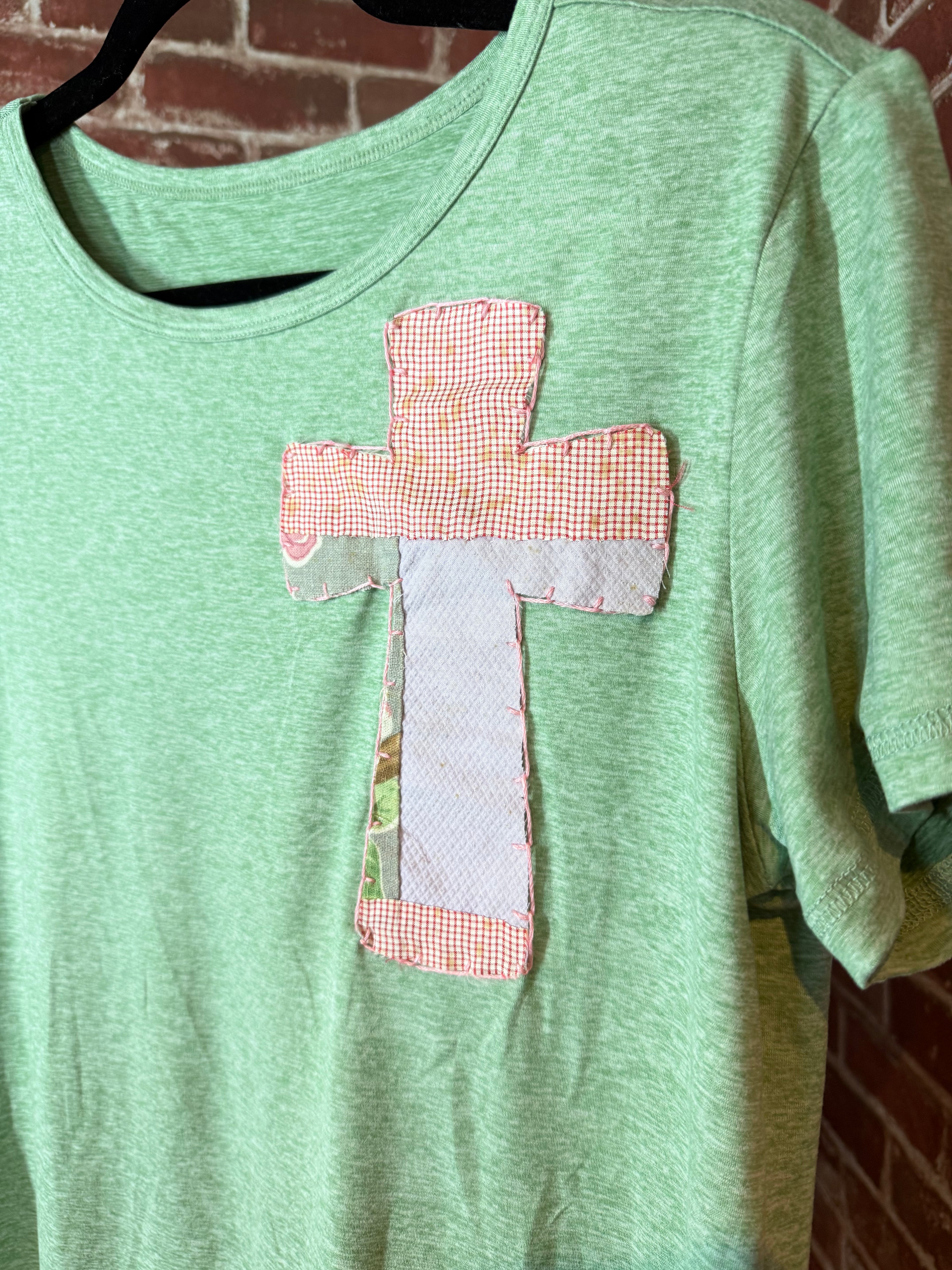 Cross Quilted Shirt, Sage Green - Medium
