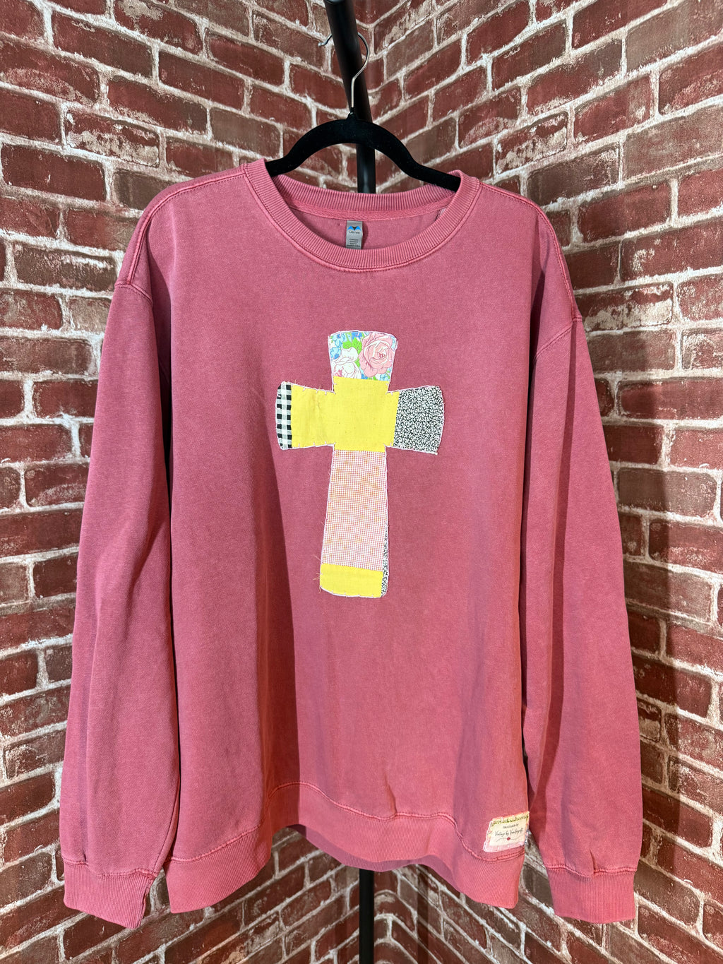Cross Quilted Sweatshirt, Pink -XLarge