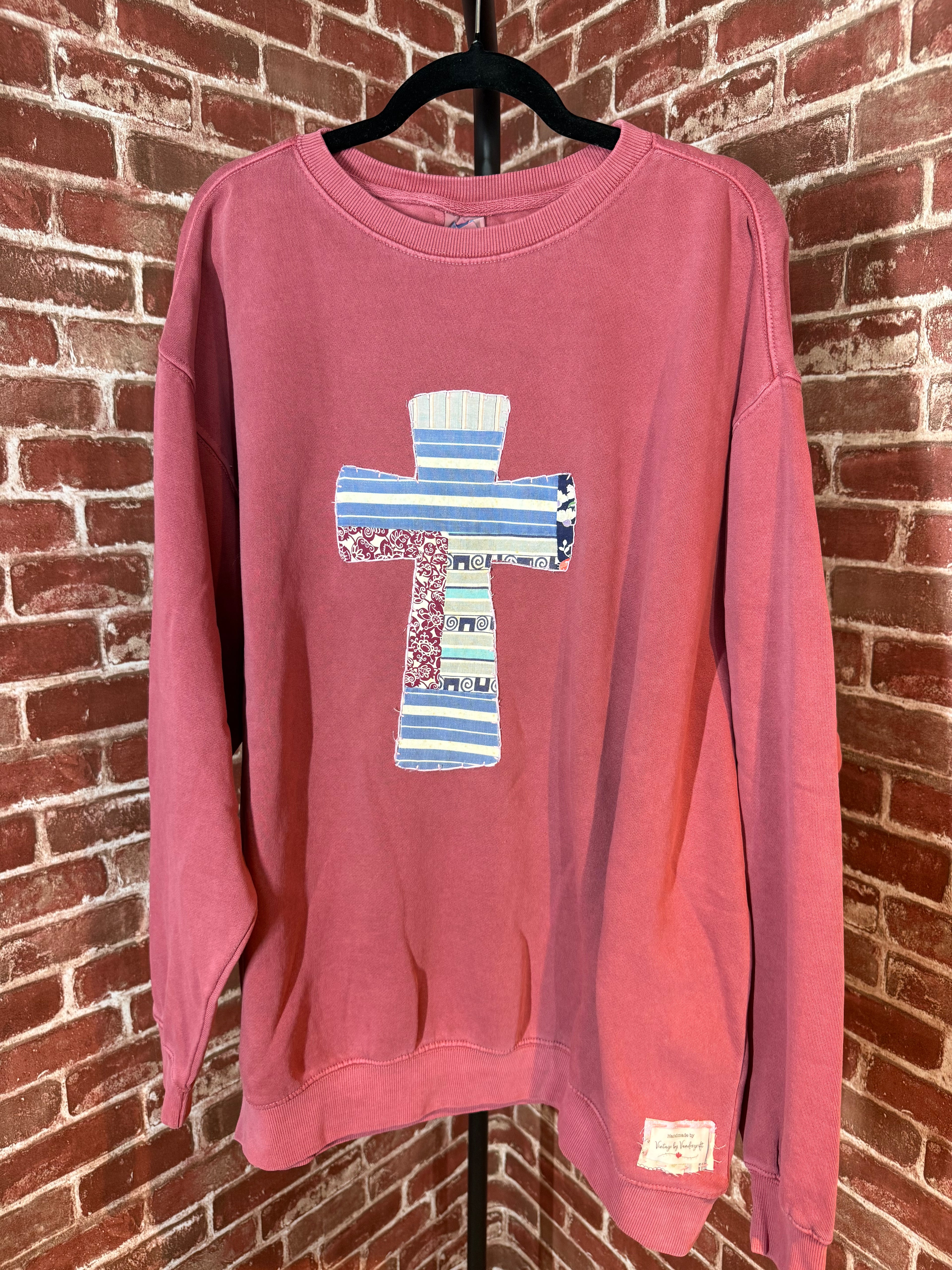 Cross Quilted Sweatshirt, Pink -2XLarge