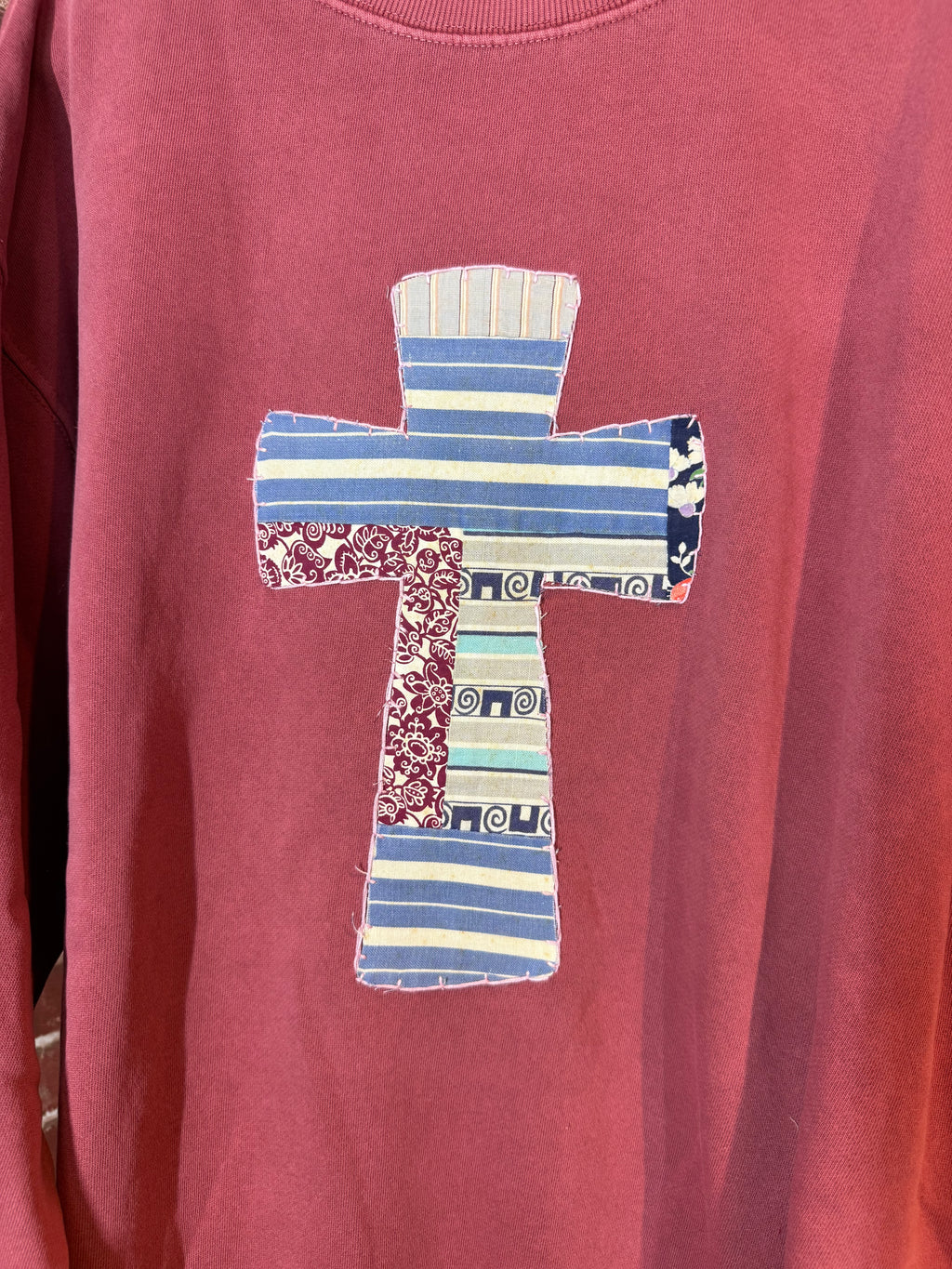 Cross Quilted Sweatshirt, Pink -2XLarge