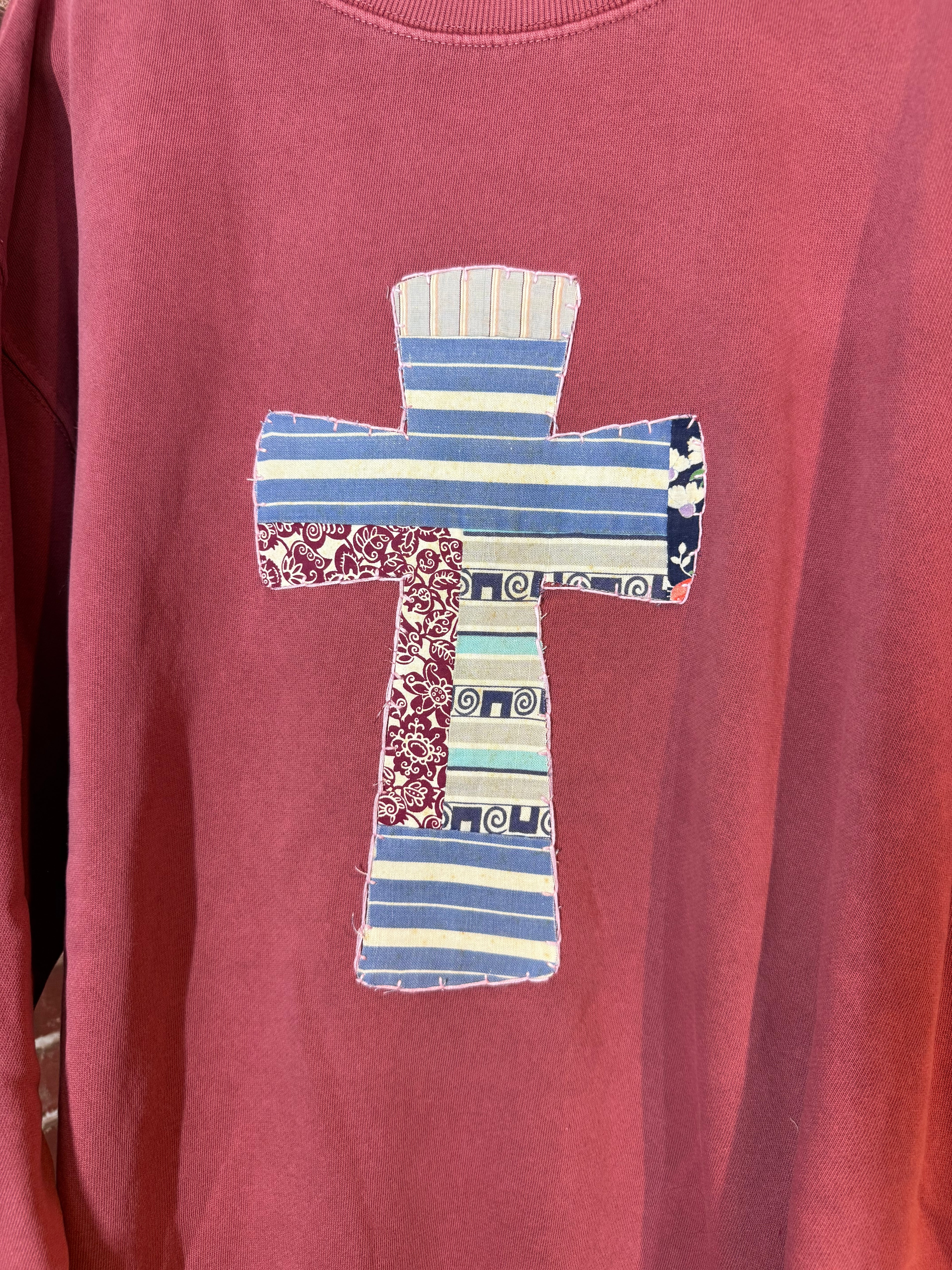 Cross Quilted Sweatshirt, Pink -2XLarge