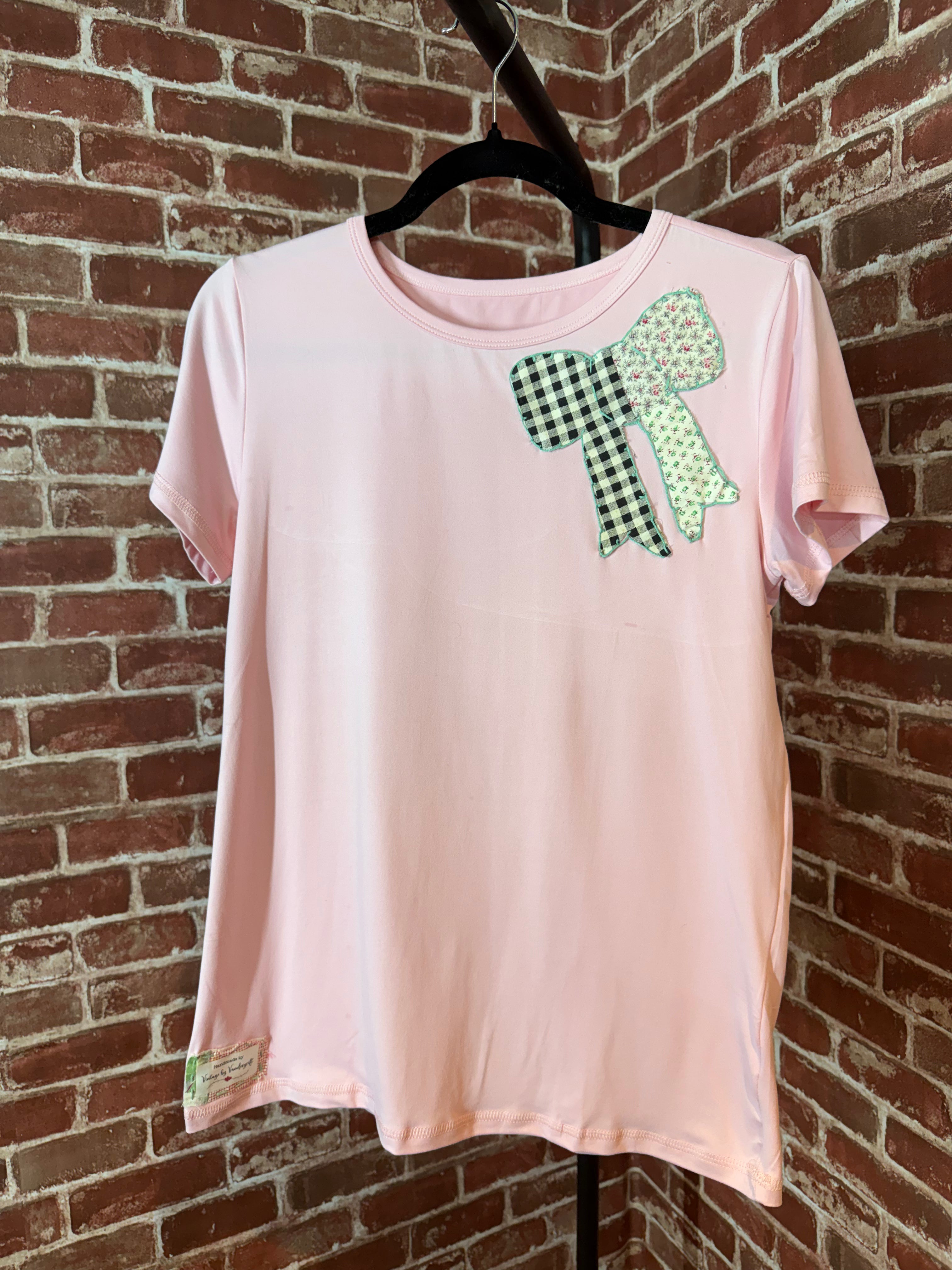 Bow Quilted Shirt, Pink - Small