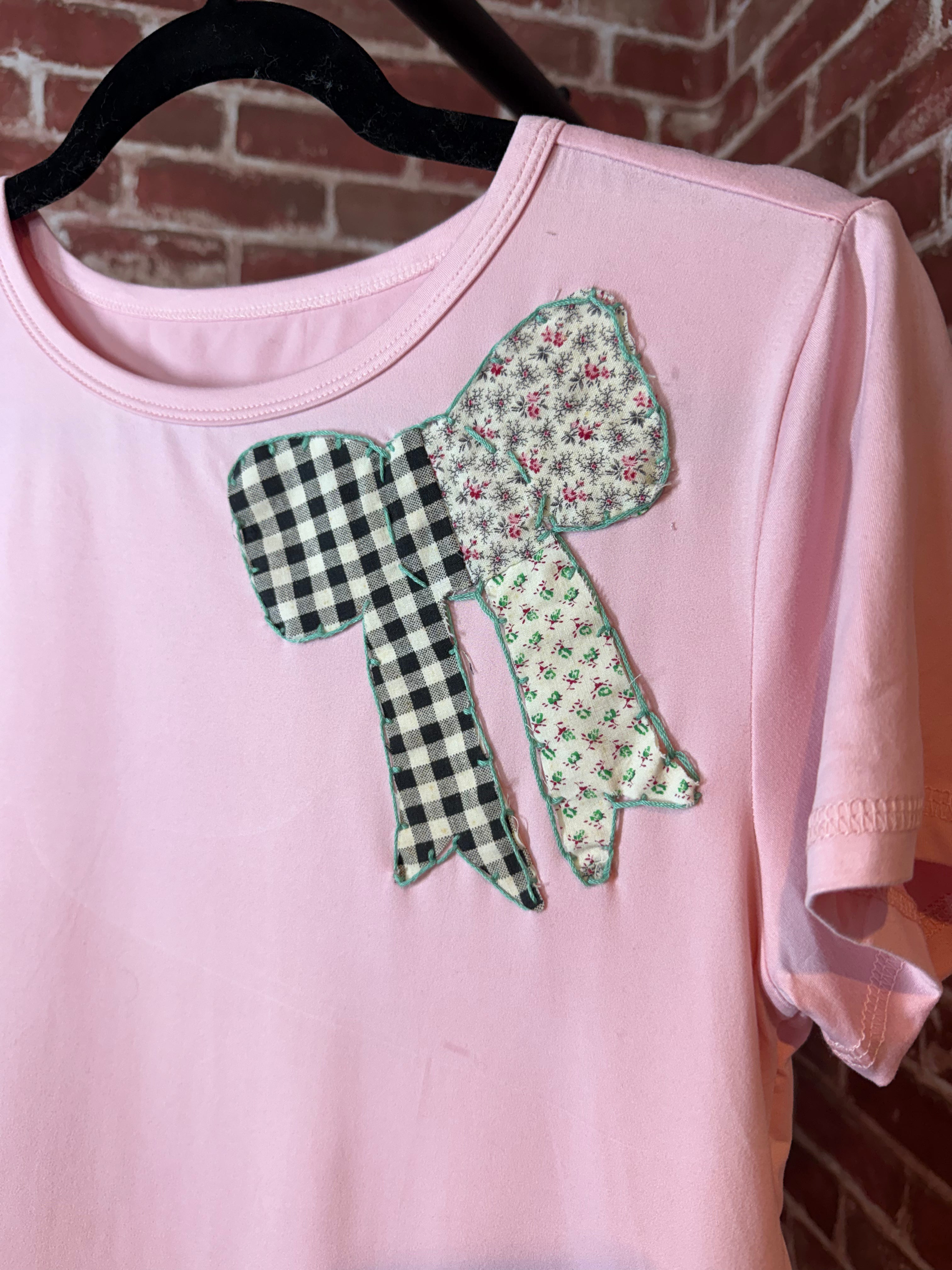 Bow Quilted Shirt, Pink - Small