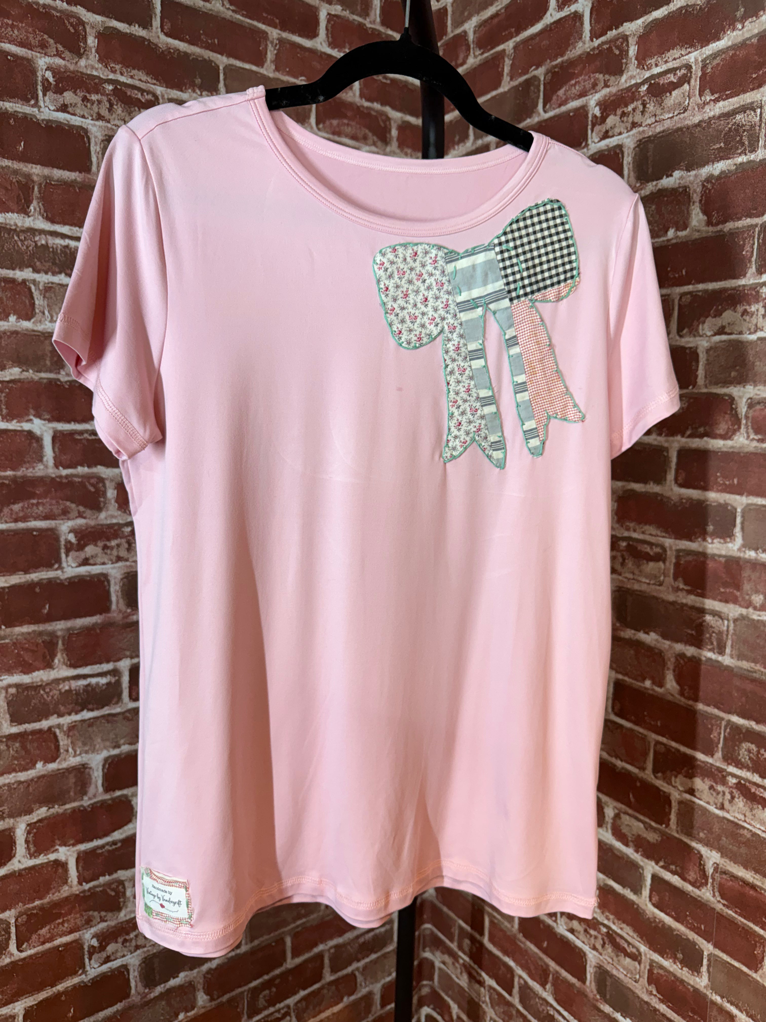 Bow Quilted Shirt, Pink - Medium
