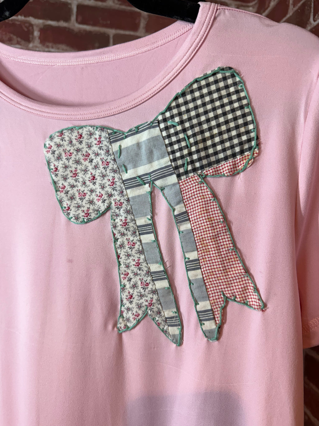 Bow Quilted Shirt, Pink - Medium