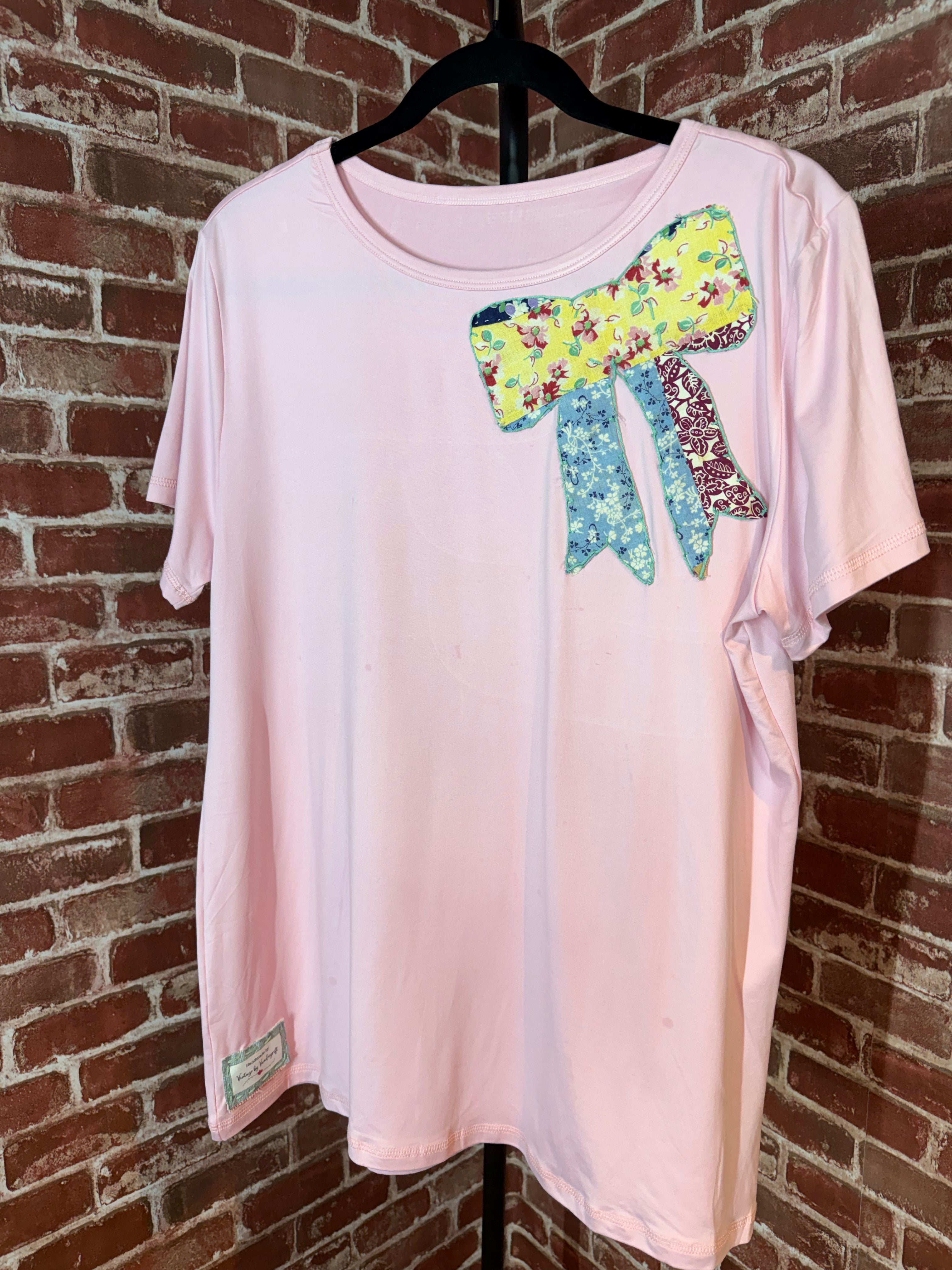 Bow Quilted Shirt, Pink - XLarge