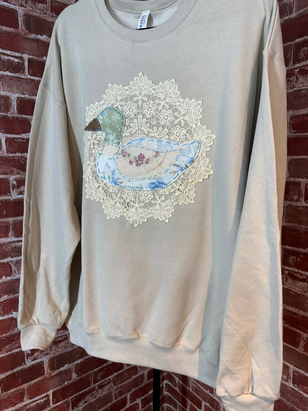 Duck Quilted Sweatshirt, Tan - XLarge