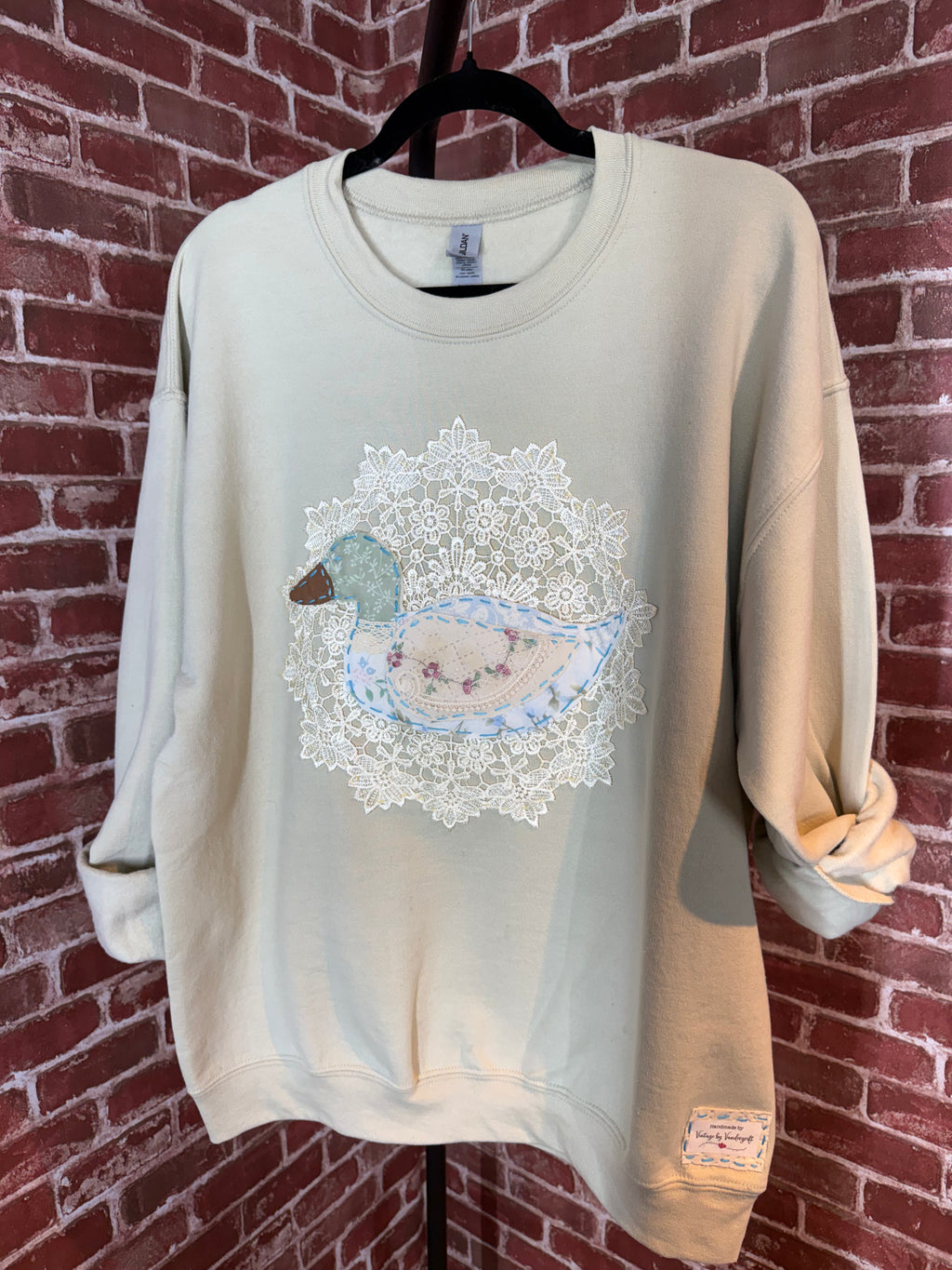 Duck Quilted Sweatshirt, Tan - Large