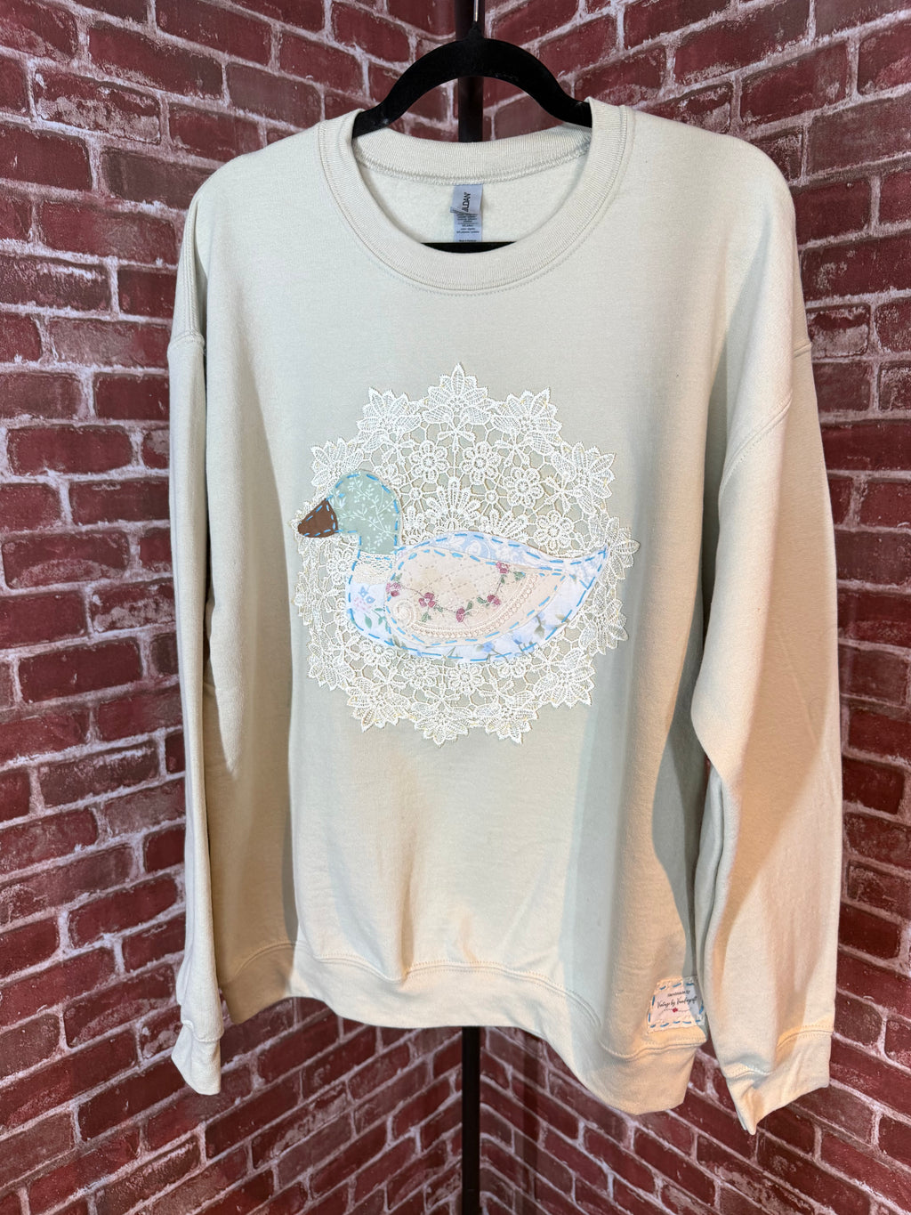 Duck Quilted Sweatshirt, Tan - Large