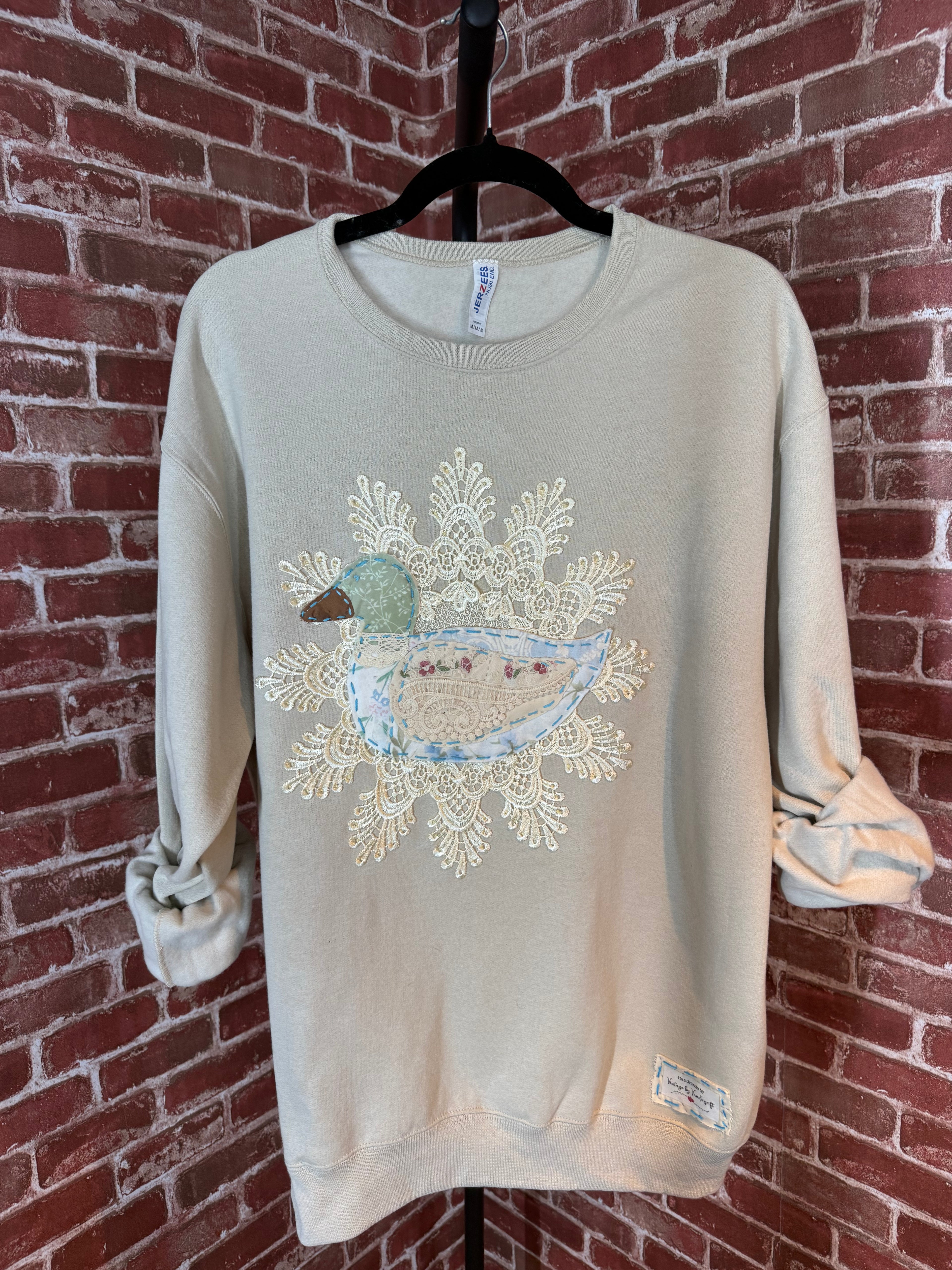 Duck Quilted Sweatshirt, Tan - Medium