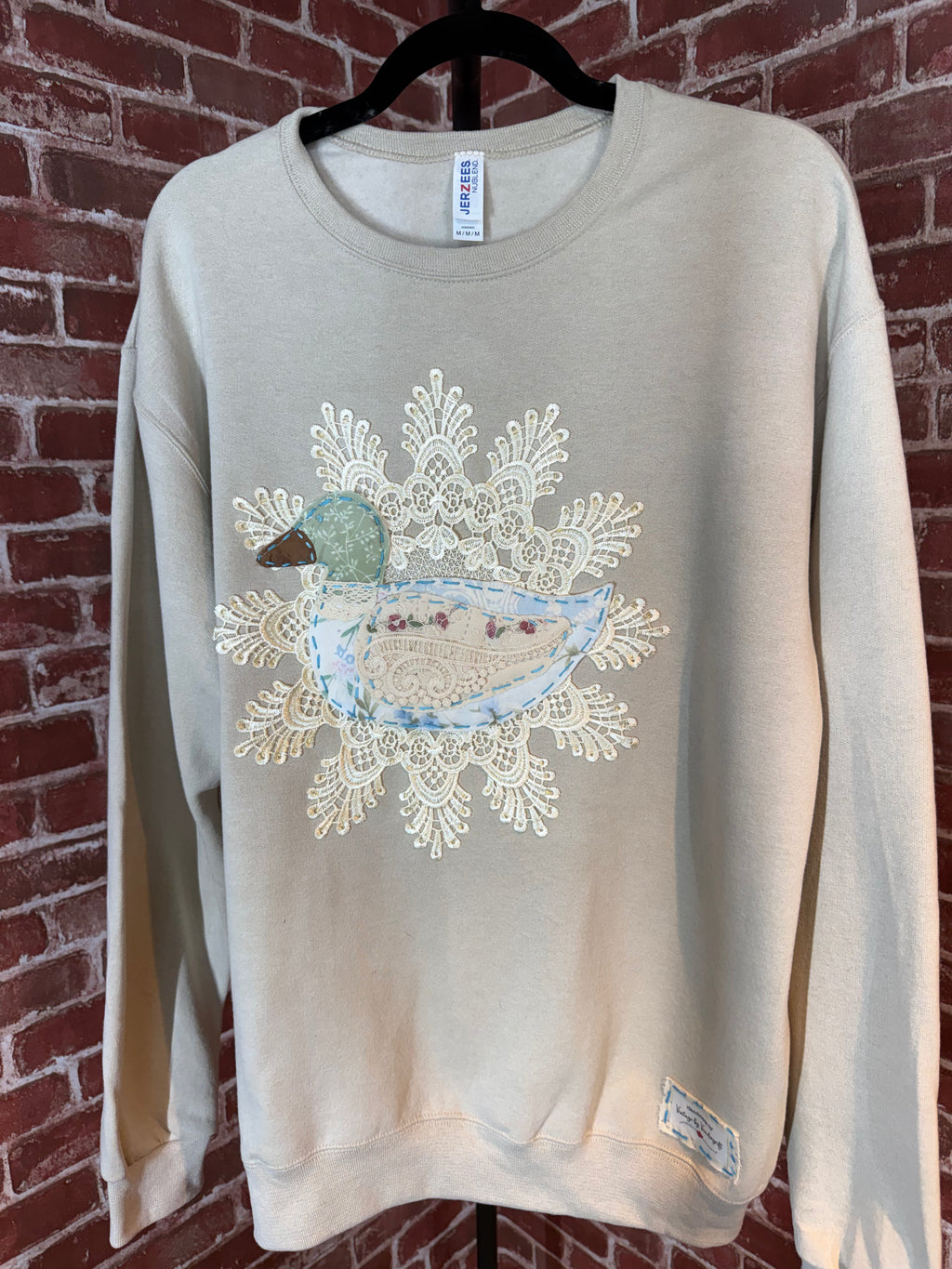 Duck Quilted Sweatshirt, Tan - Medium