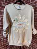 Duck Quilted Sweatshirt, Tan - Small