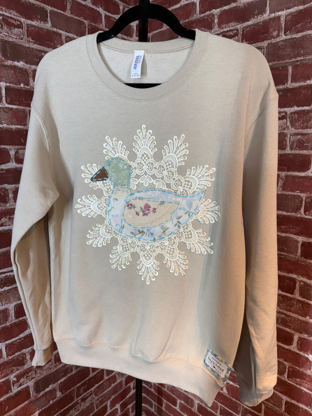 Duck Quilted Sweatshirt, Tan - Small
