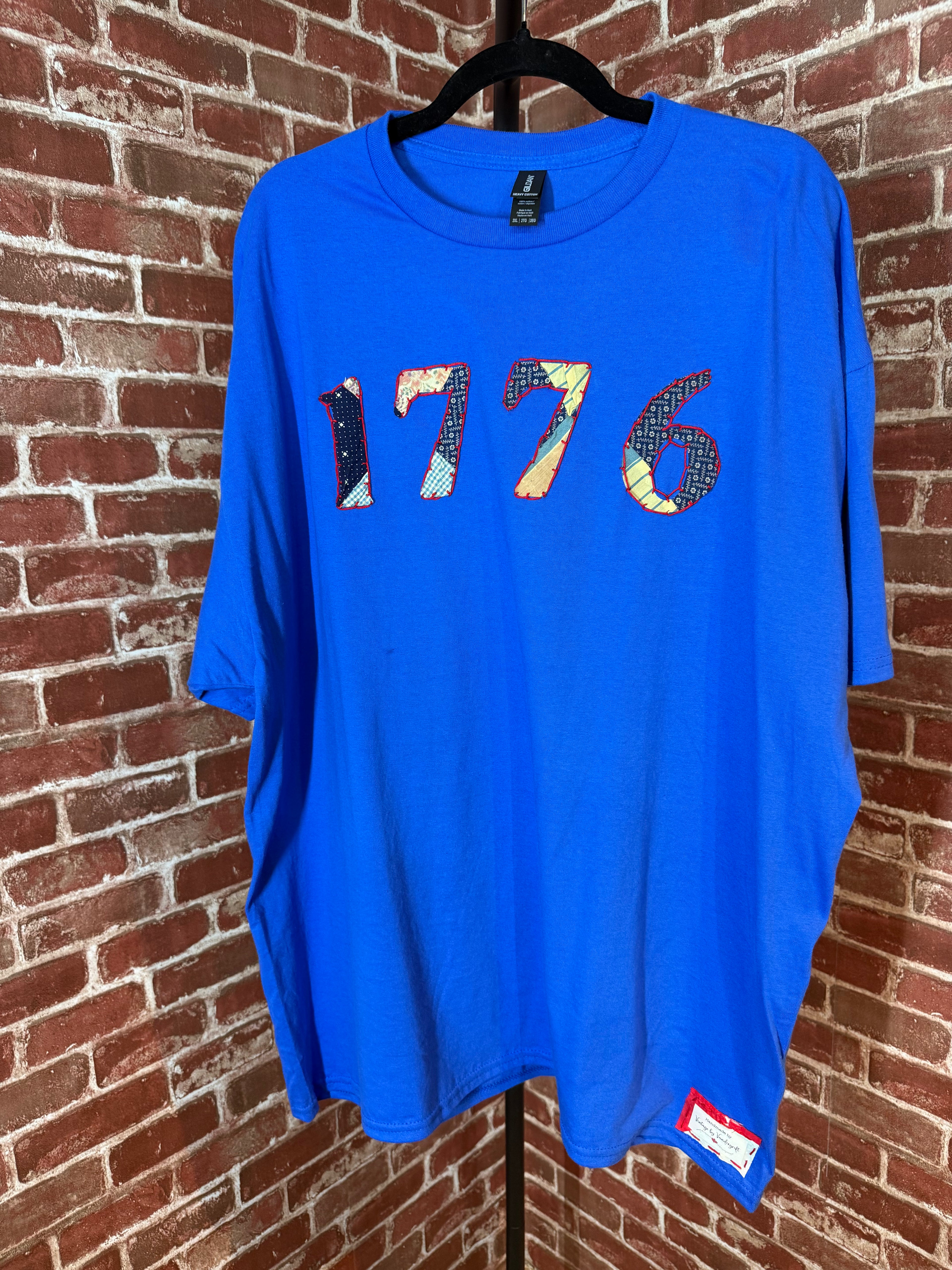 Americana Quilted Shirt with 1776, Blue -2XLarge