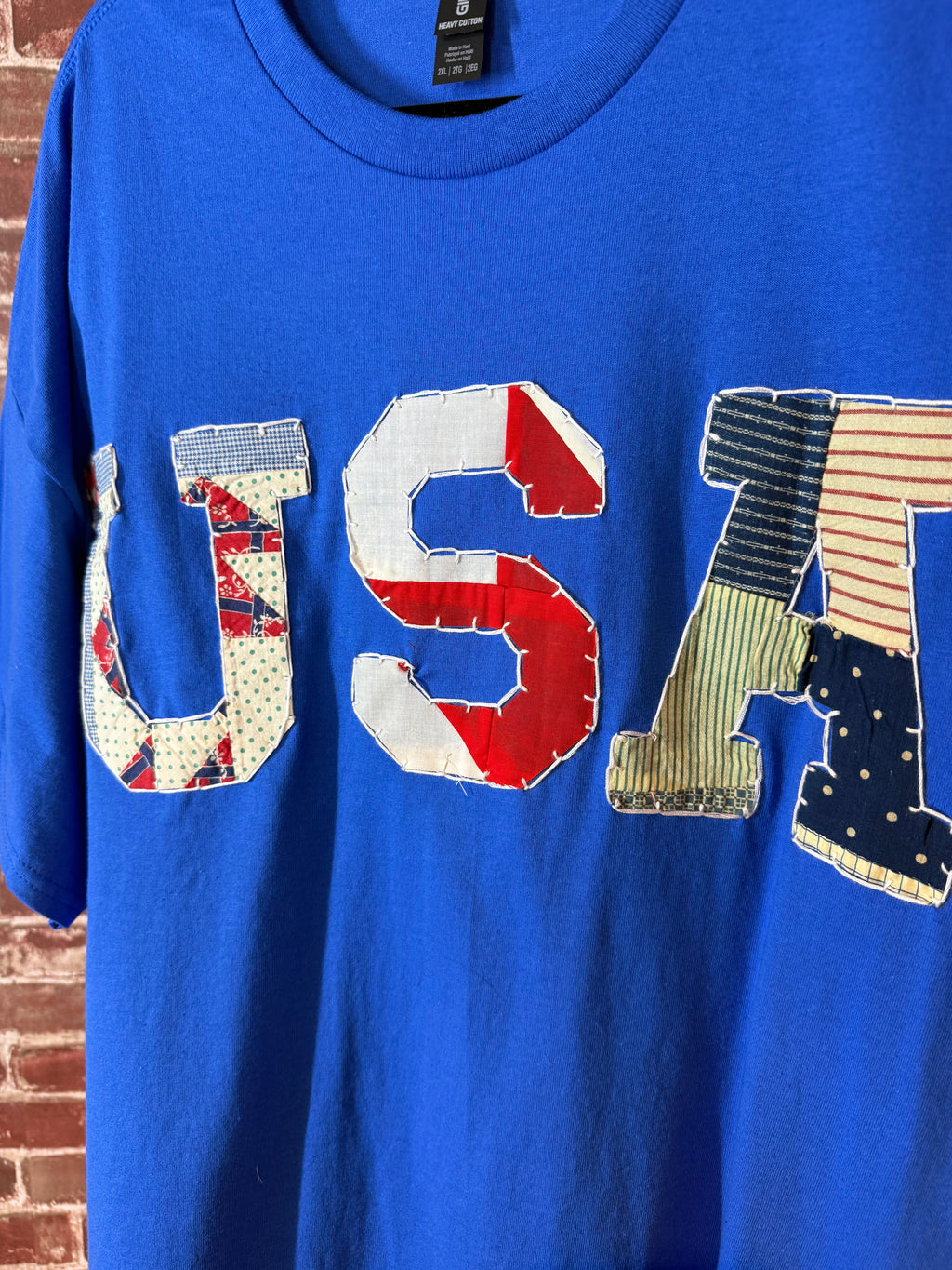 Americana Quilted Shirt with USA, Blue -2XLarge