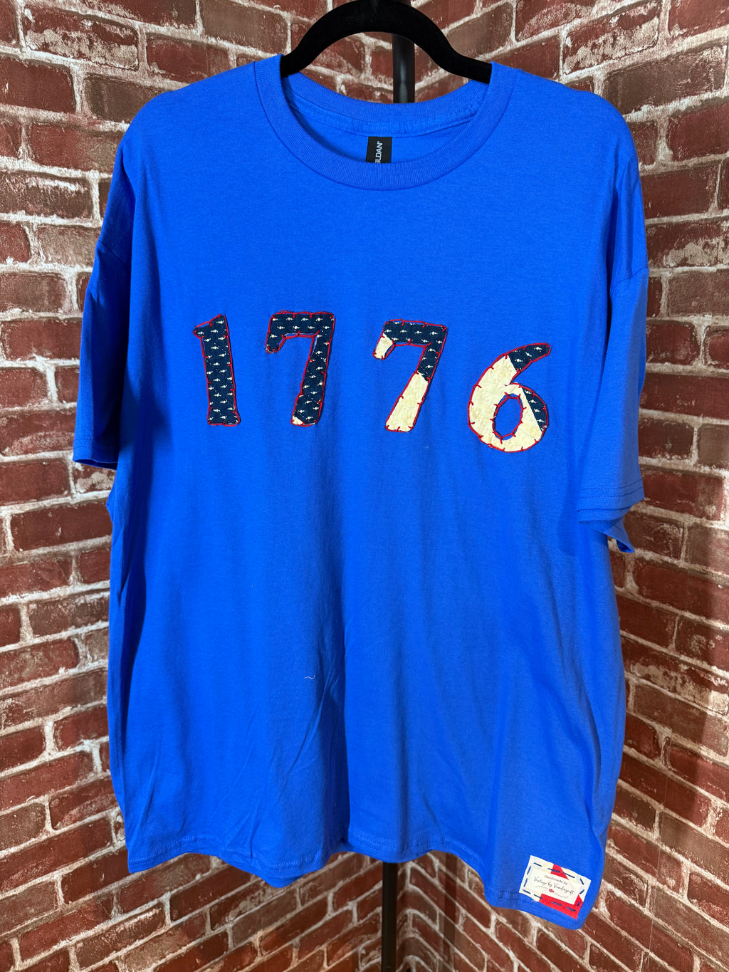 Americana Quilted Shirt with 1776, Blue -XLarge