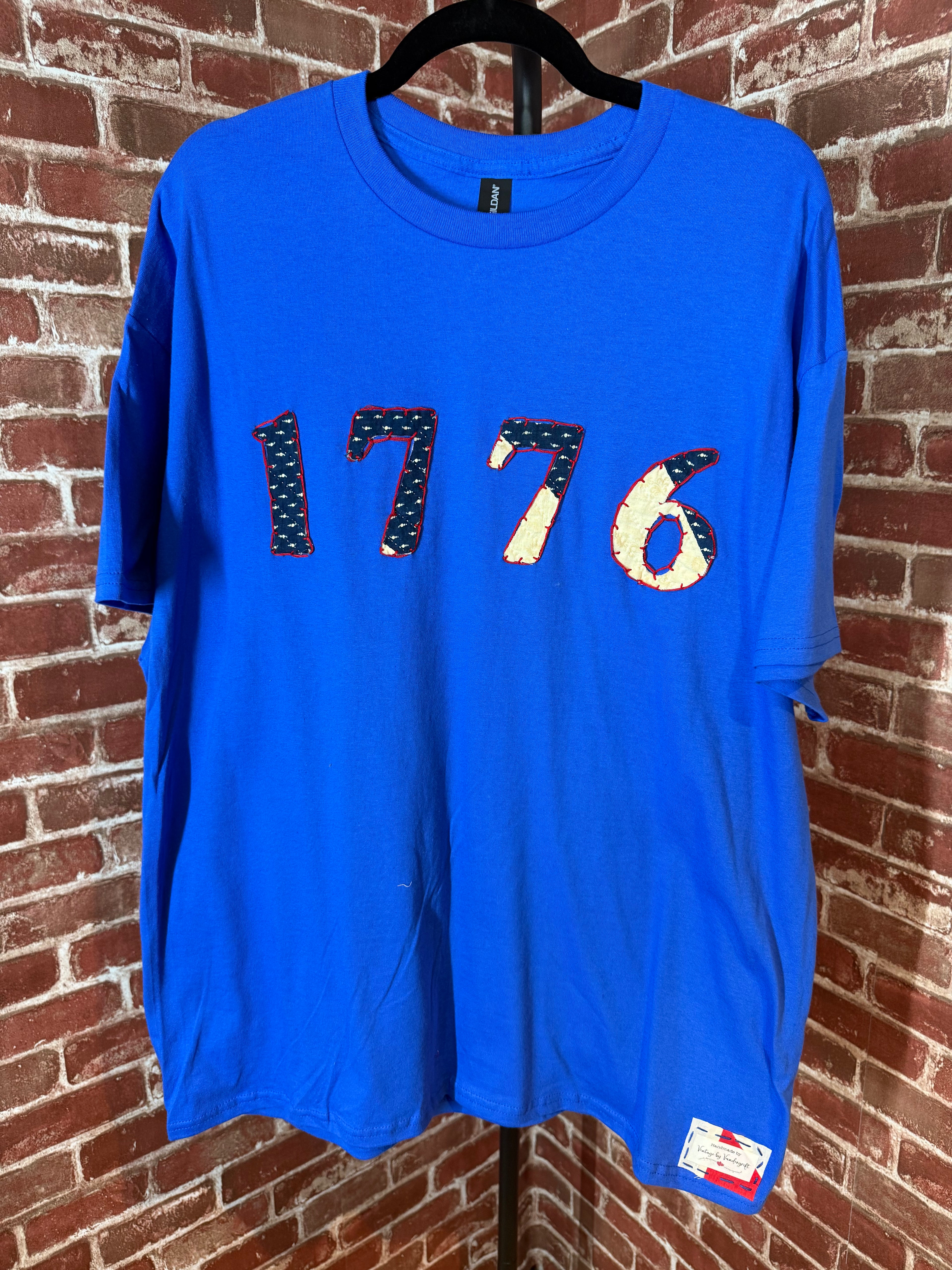 Americana Quilted Shirt with 1776, Blue -XLarge