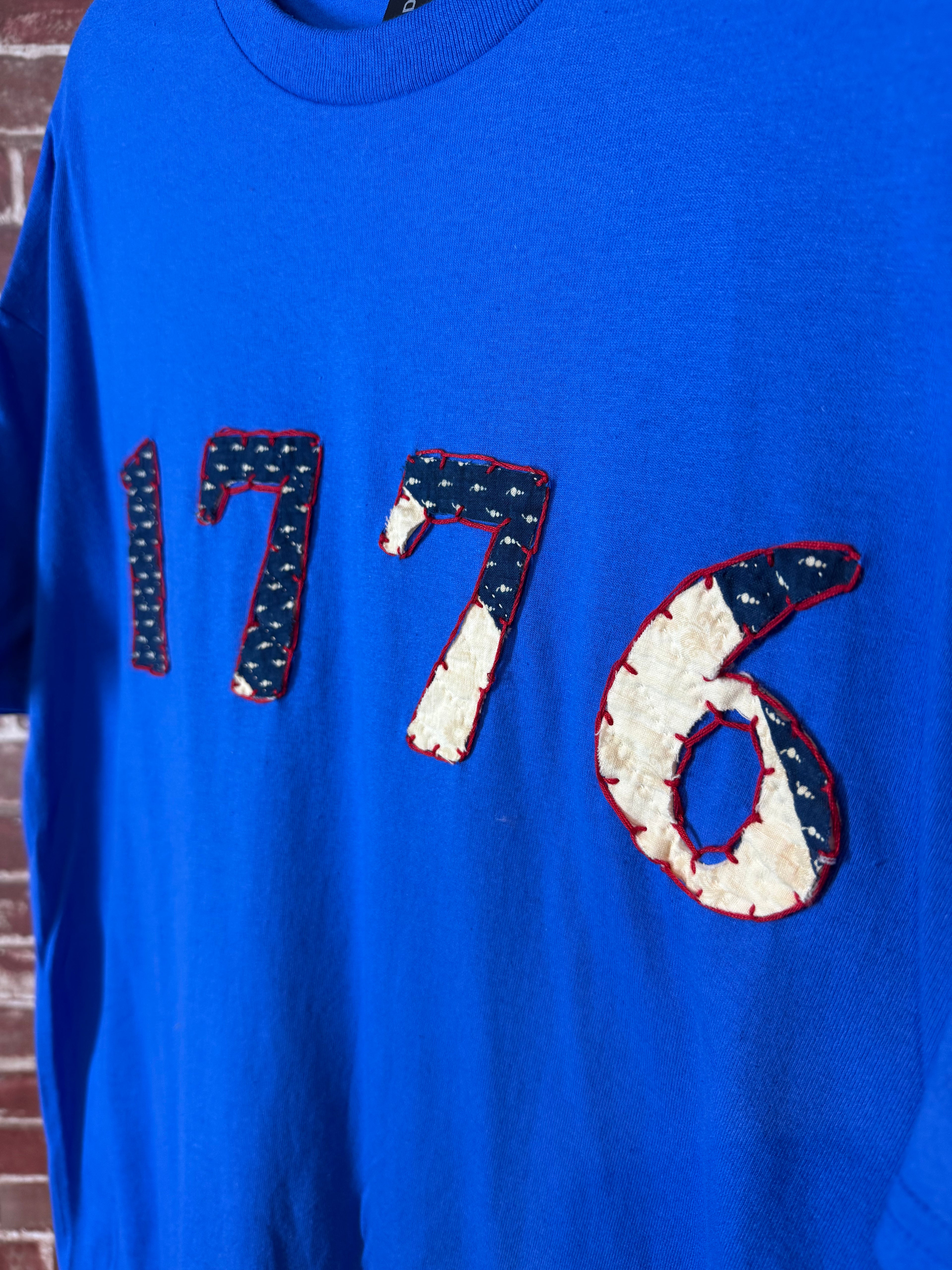 Americana Quilted Shirt with 1776, Blue -XLarge