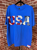 Americana Quilted Shirt with USA, Blue -XLarge