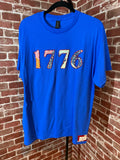 Americana Quilted Shirt with 1776, Blue -Large
