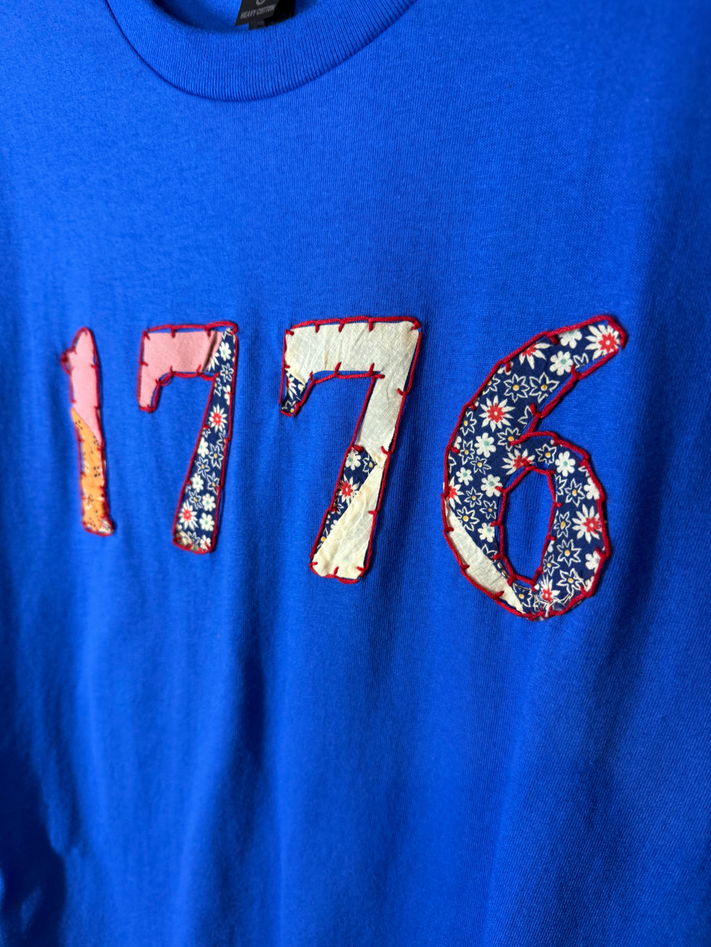 Americana Quilted Shirt with 1776, Blue -Large