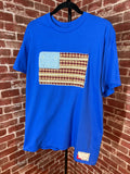 Americana Quilted Shirt with Flag, Blue - Large