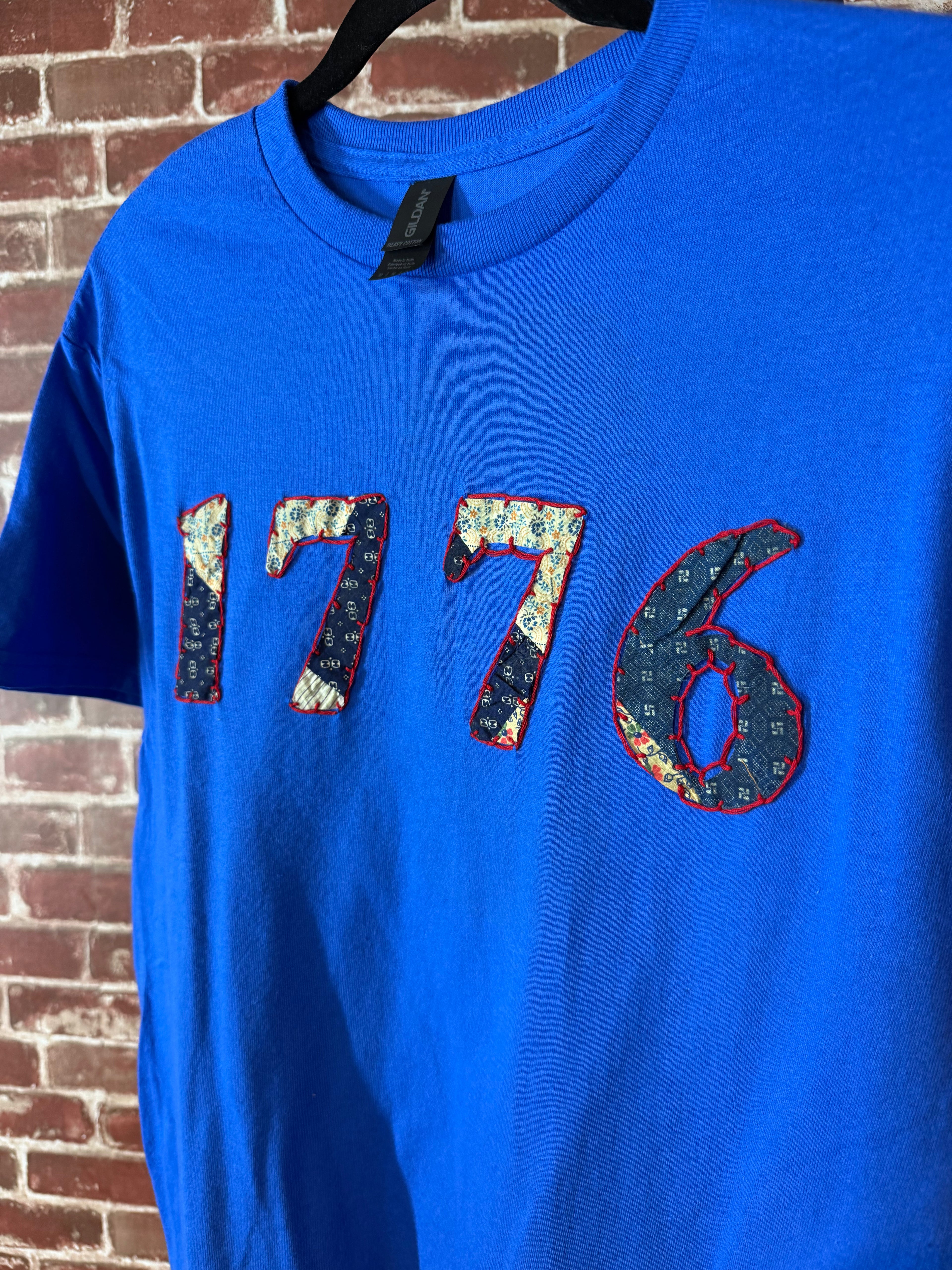 Americana Quilted Shirt with 1776, Blue -Medium