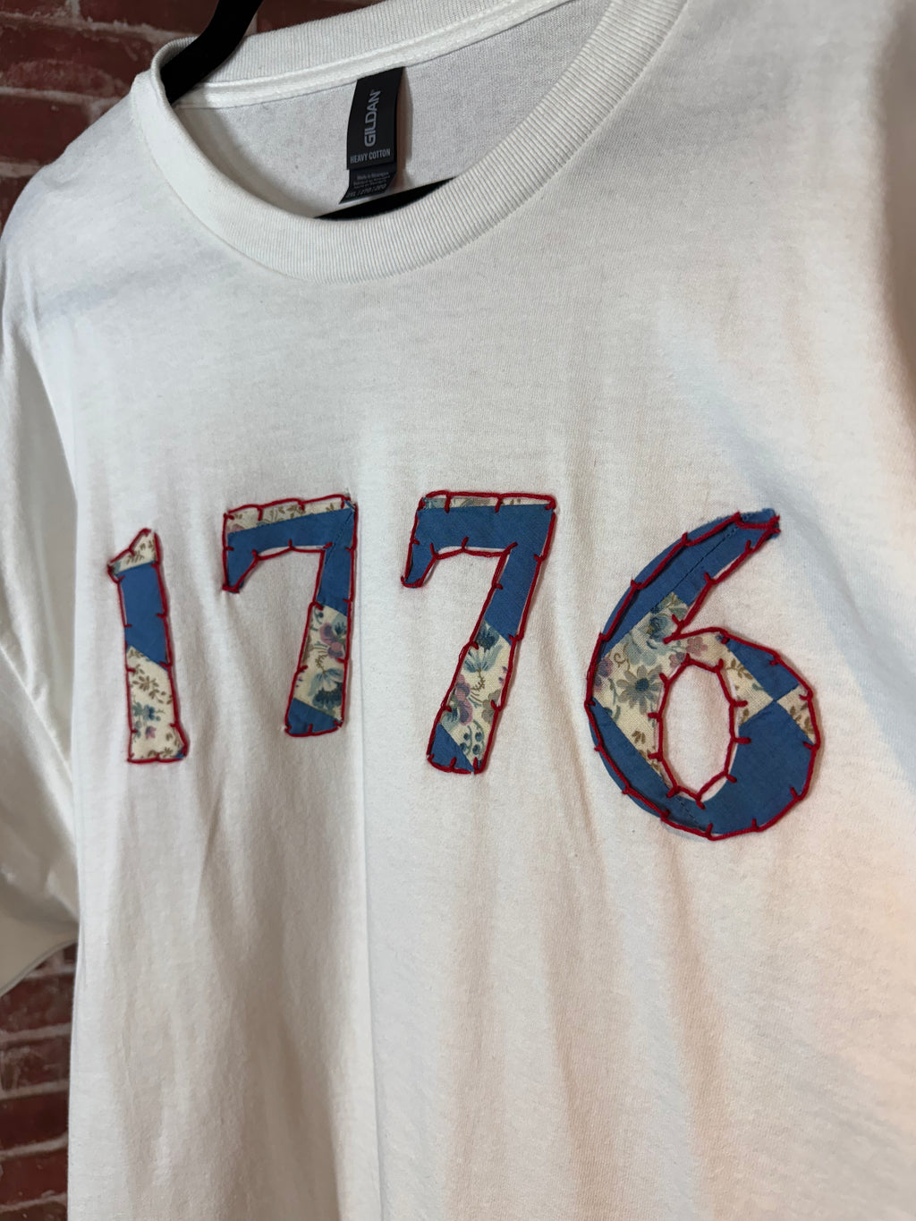 Americana Quilted Shirt with 1776, White -2XLarge