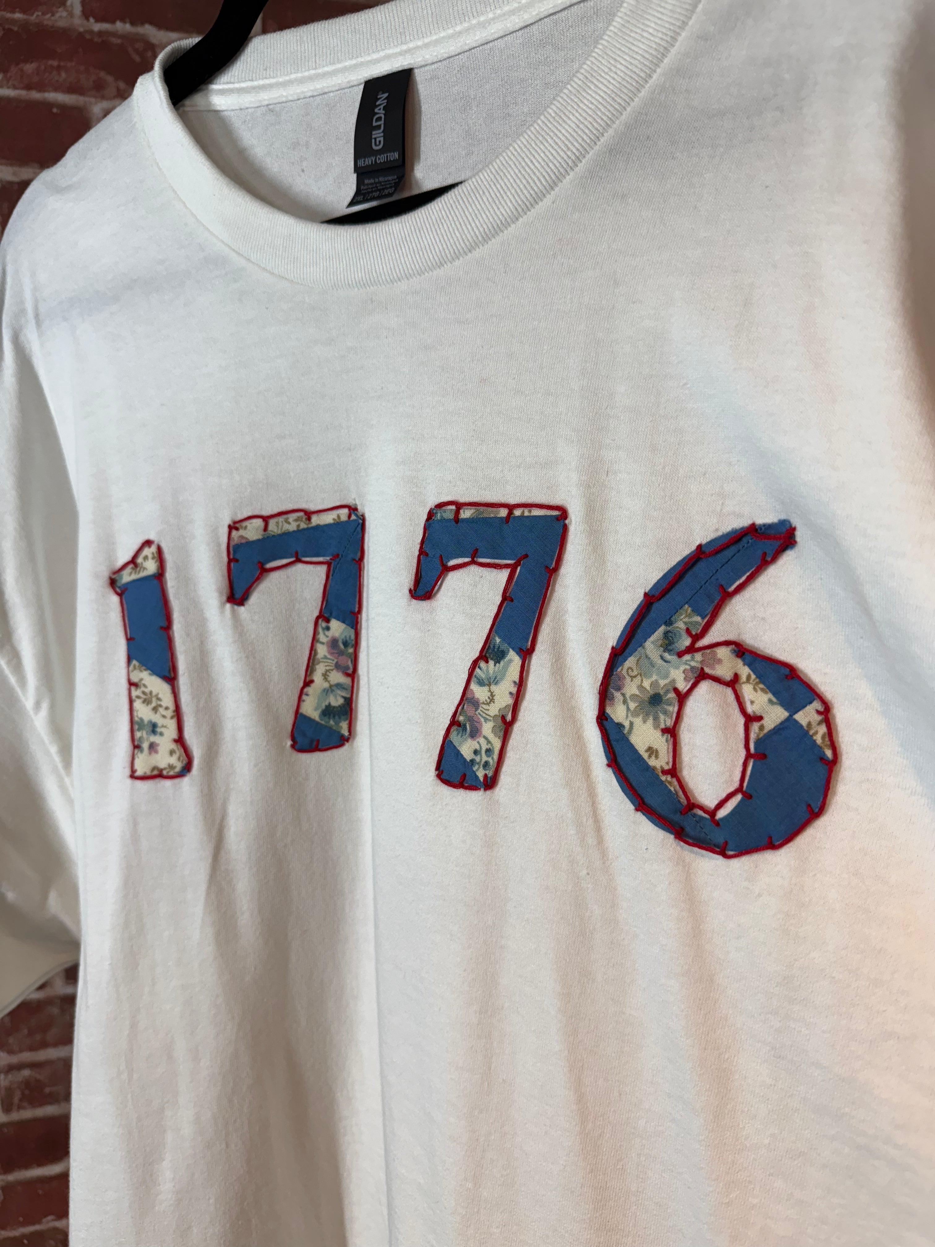 Americana Quilted Shirt with 1776, White -2XLarge