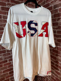 Americana Quilted Shirt with USA, White -2XLarge