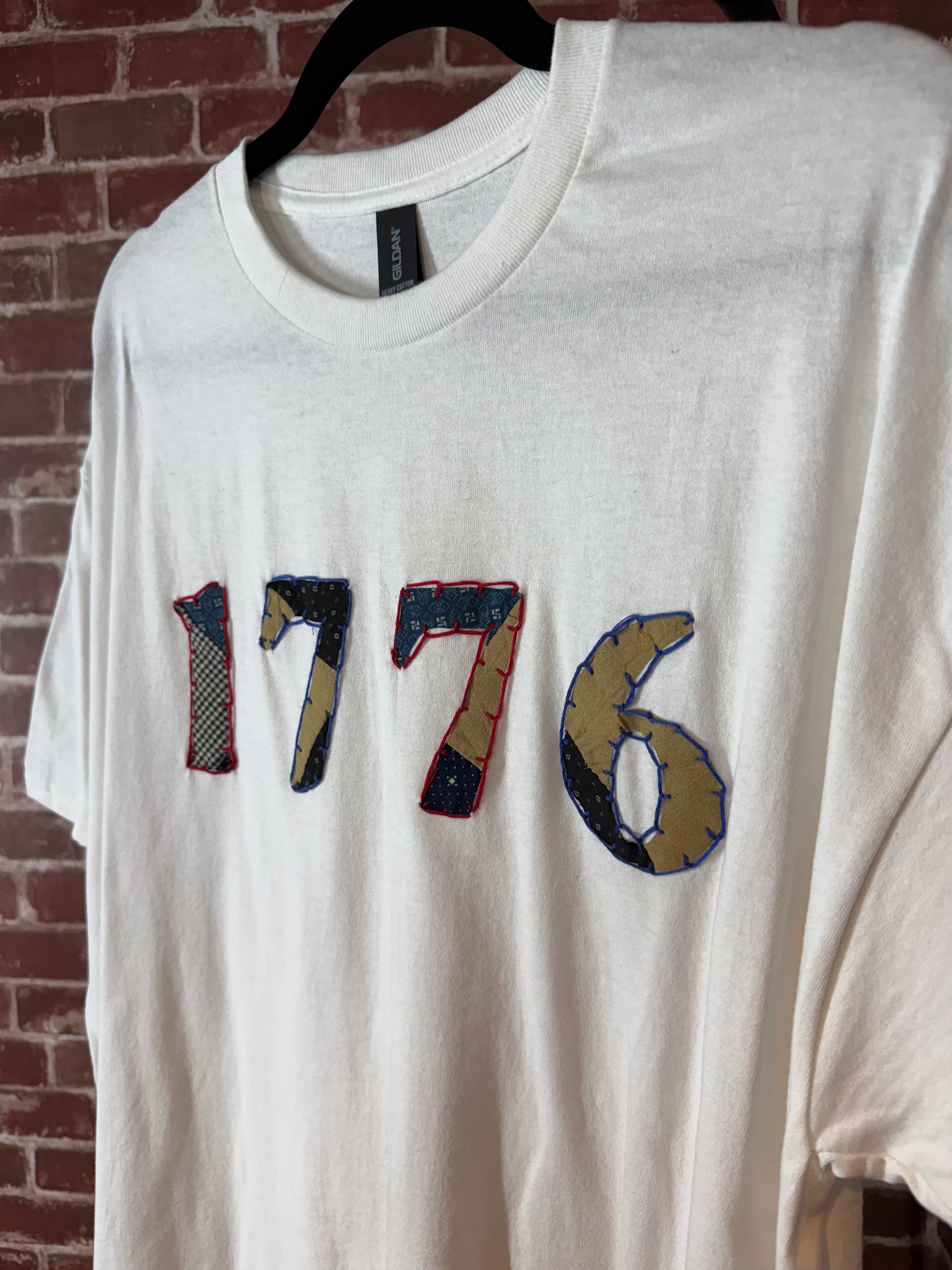 Americana Quilted Shirt with 1776, White -XLarge