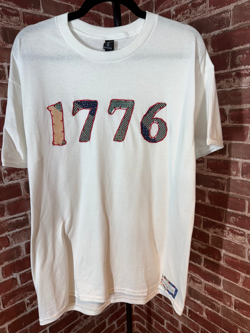 Americana Quilted Shirt with 1776, White -Large