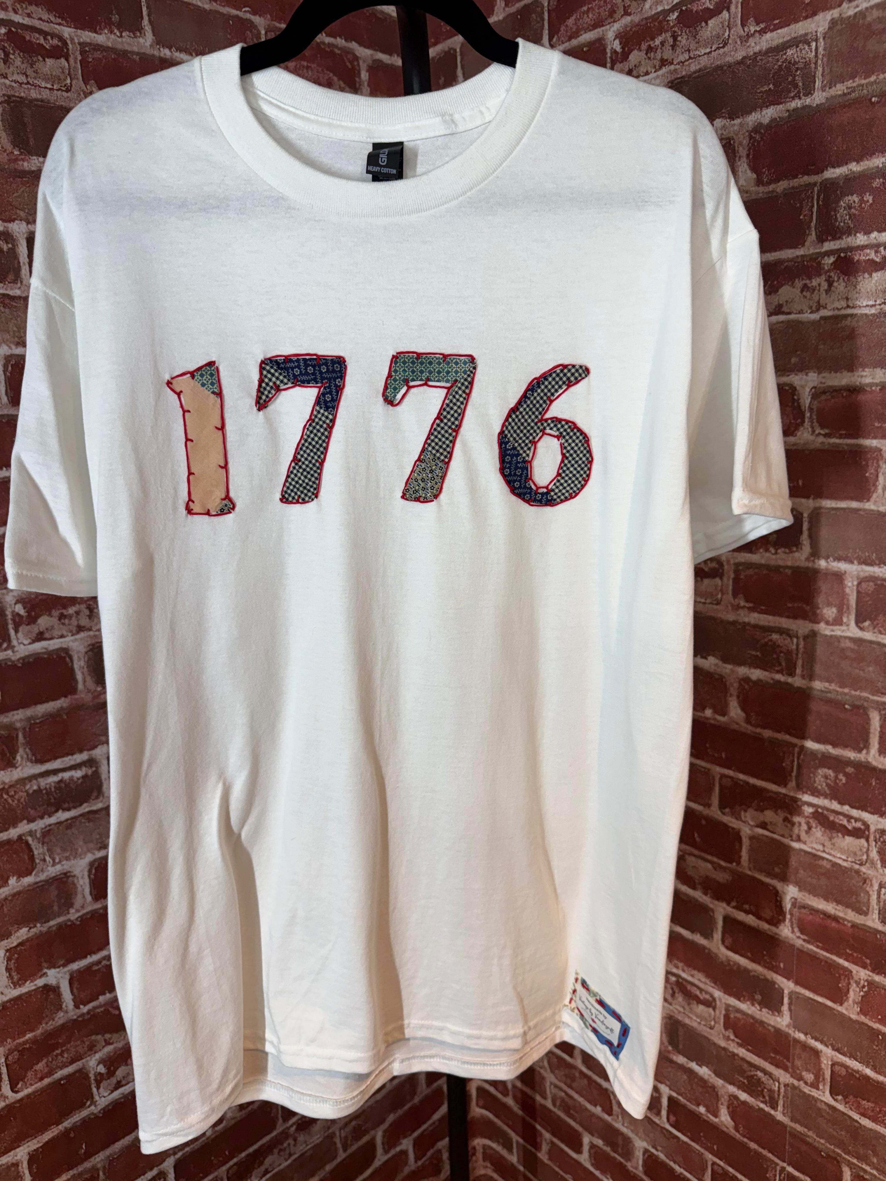 Americana Quilted Shirt with 1776, White -Large