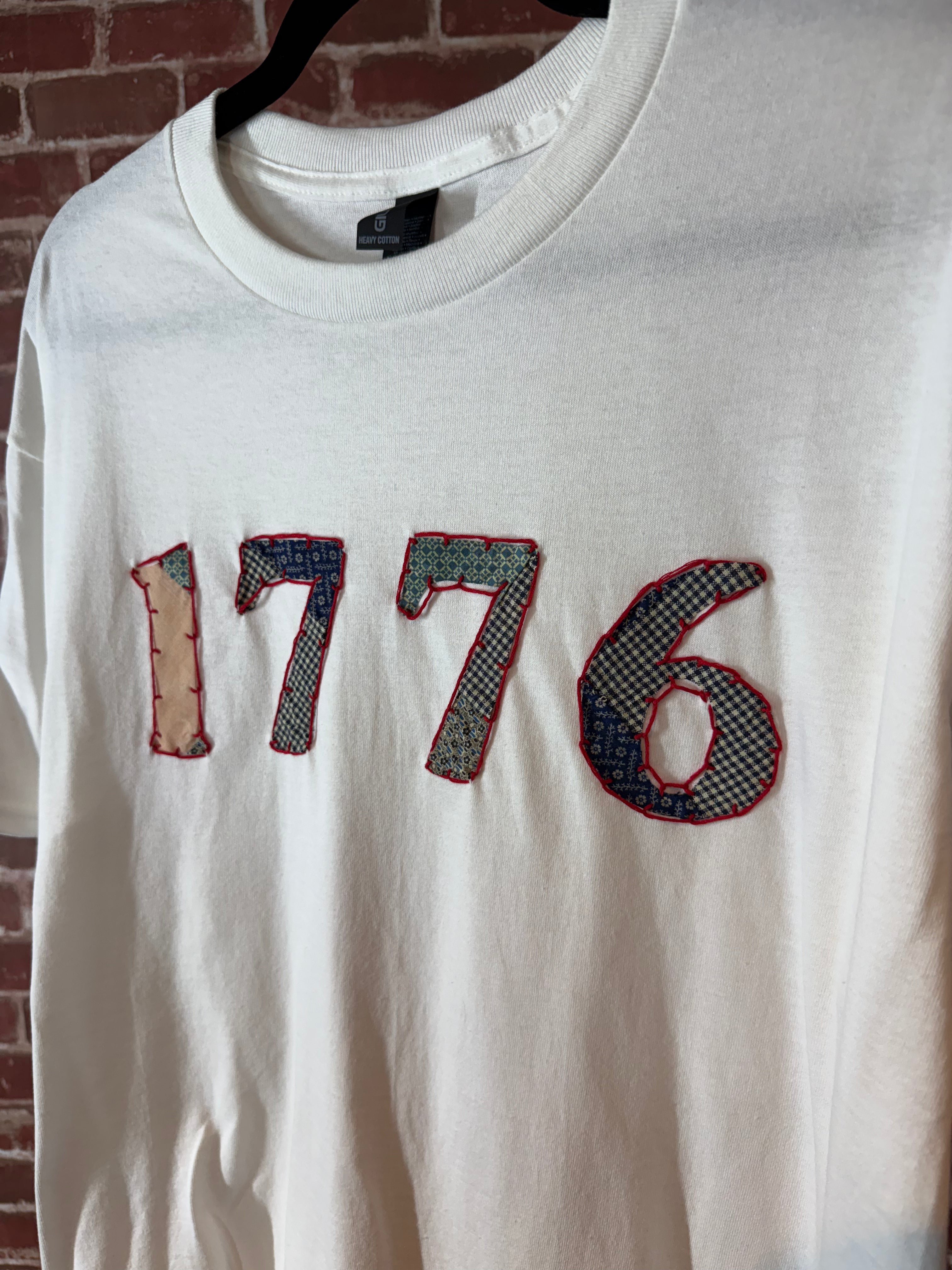 Americana Quilted Shirt with 1776, White -Large