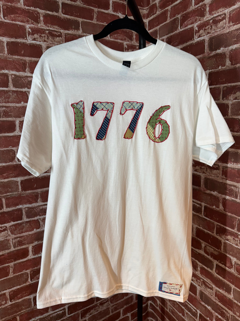 Americana Quilted Shirt with 1776, White -Medium