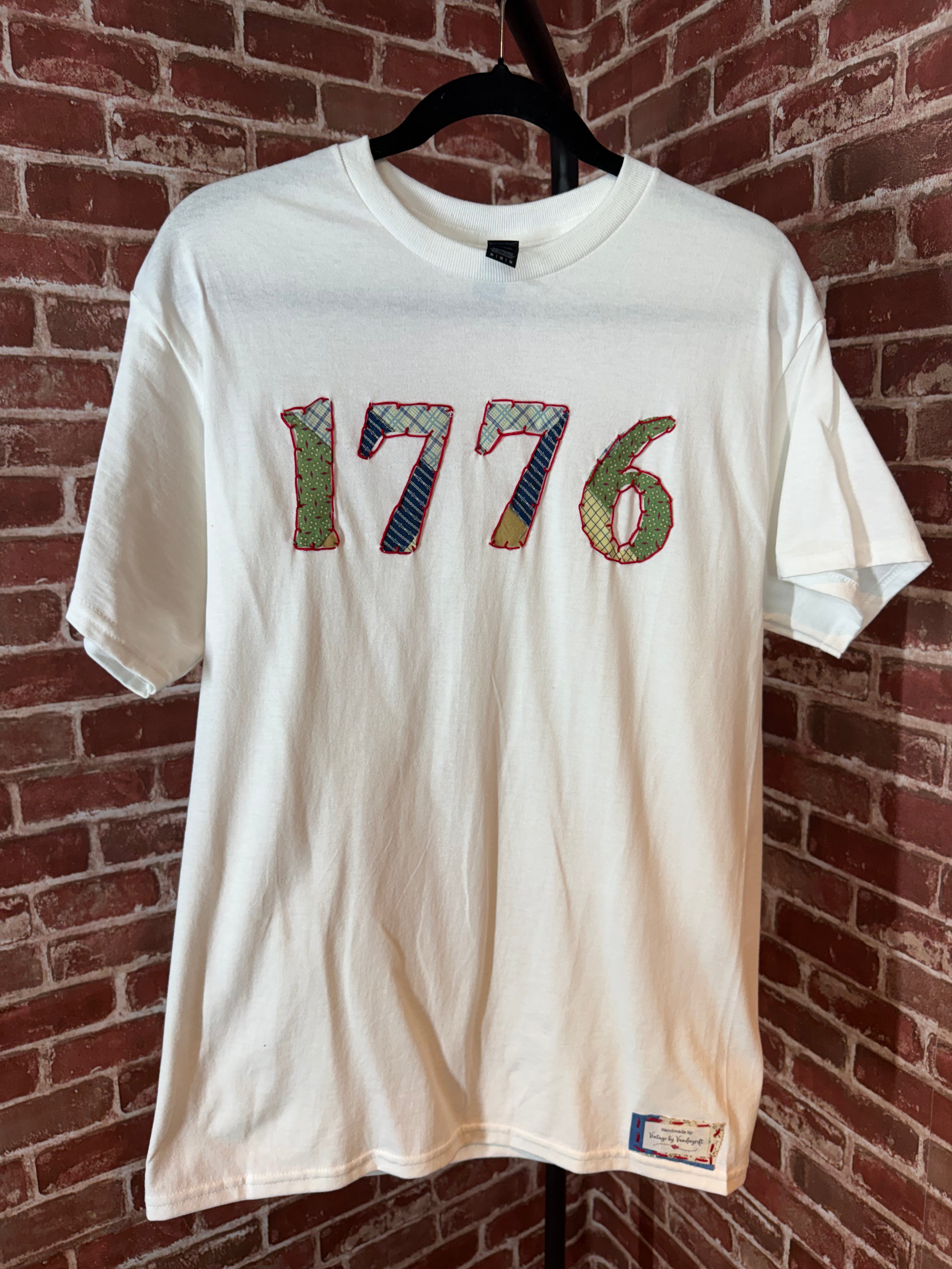 Americana Quilted Shirt with 1776, White -Medium