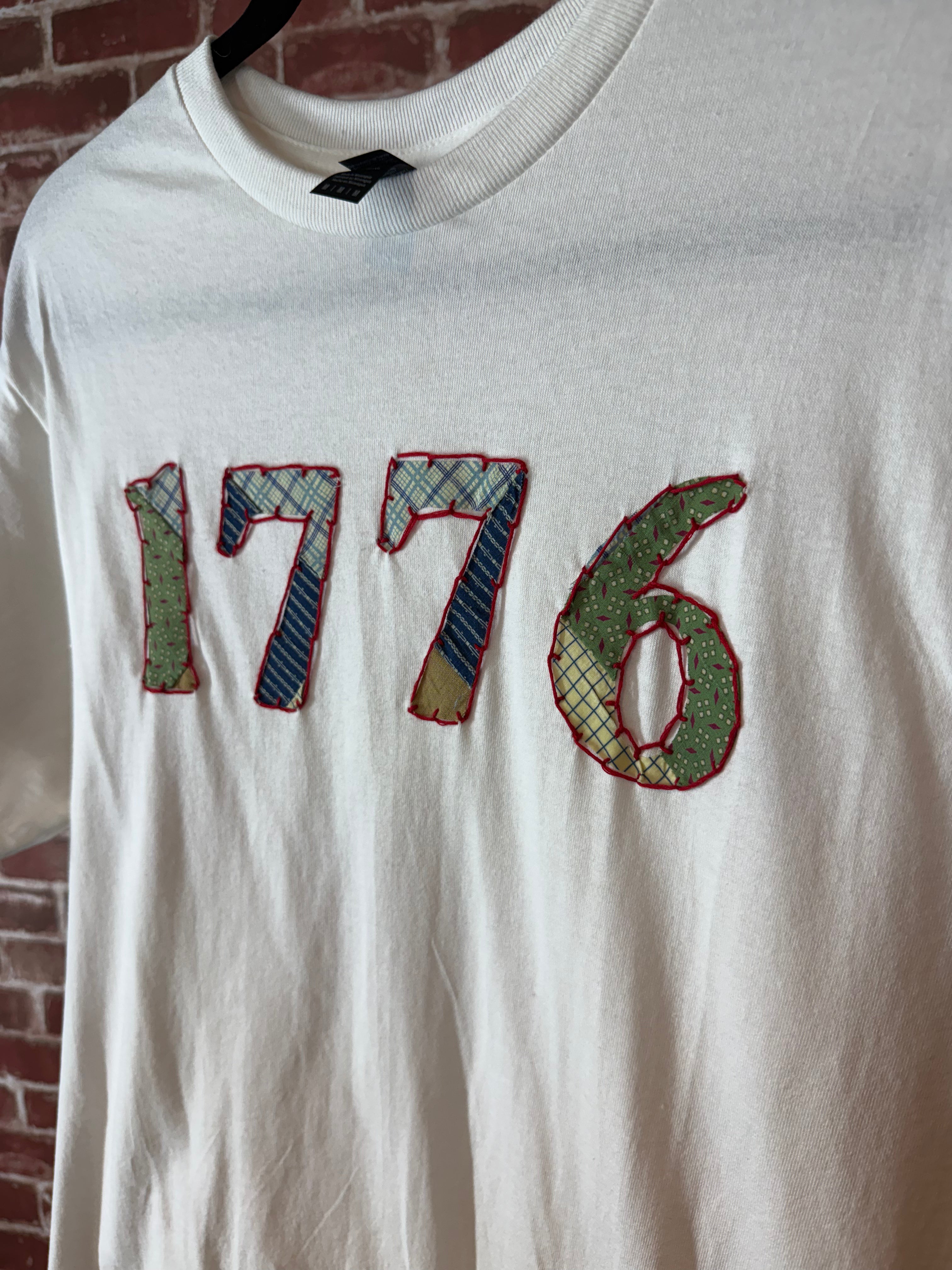 Americana Quilted Shirt with 1776, White -Medium