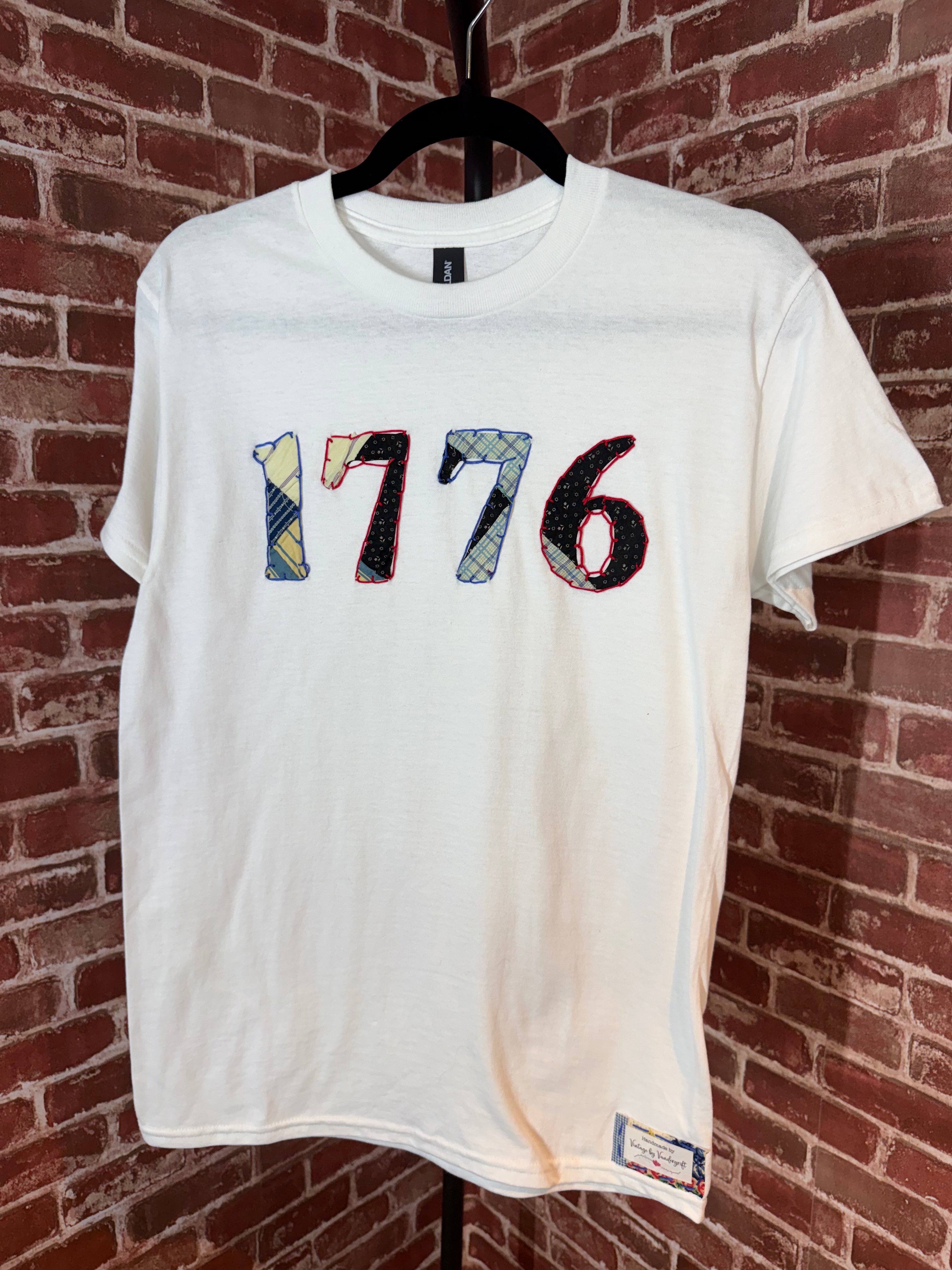 Americana Quilted Shirt with 1776, White -Small