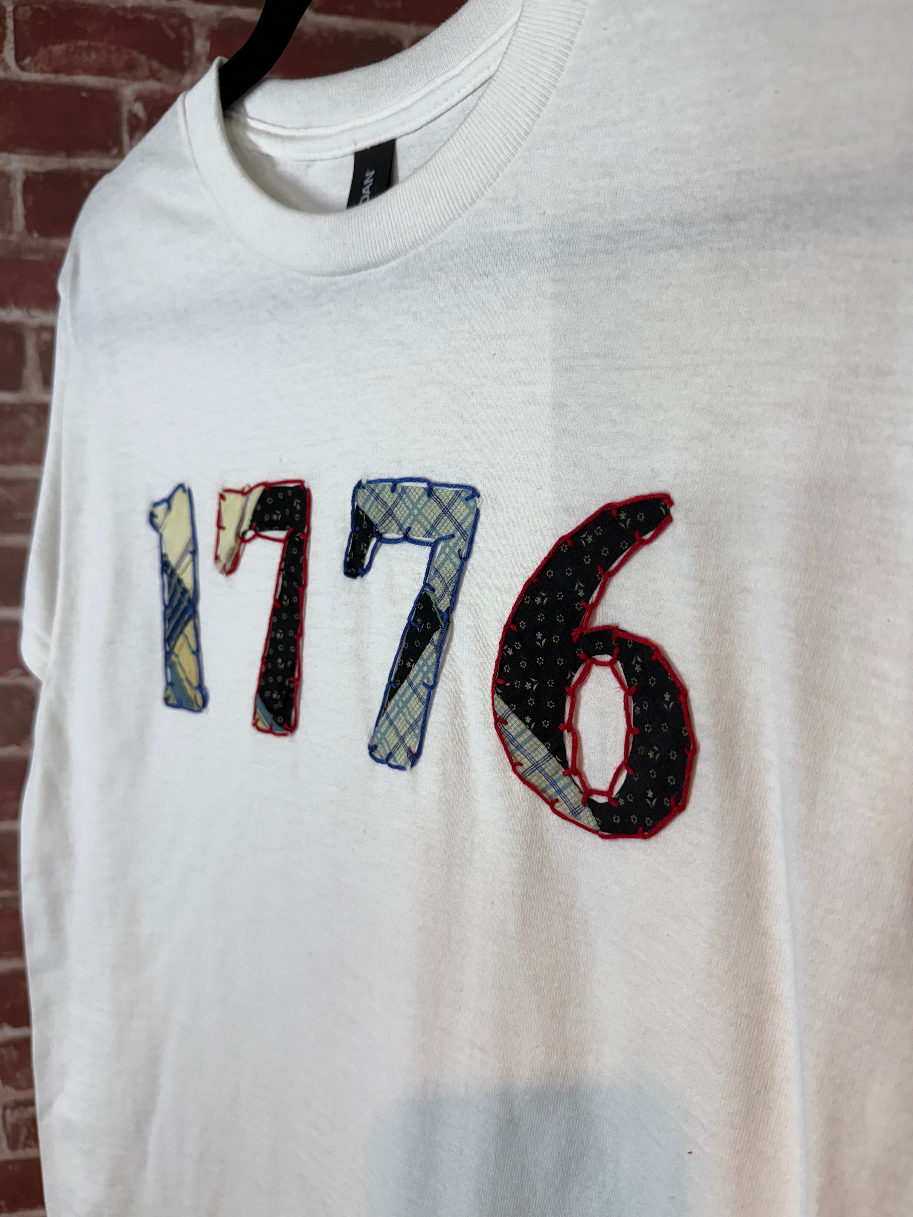 Americana Quilted Shirt with 1776, White -Small