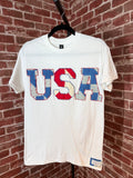 Americana Quilted Shirt with USA, White -Small