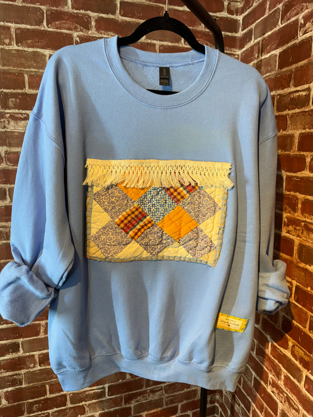 Light Blue Quilted Sweatshirt - Large