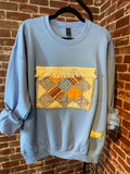 Light Blue Quilted Sweatshirt - Large
