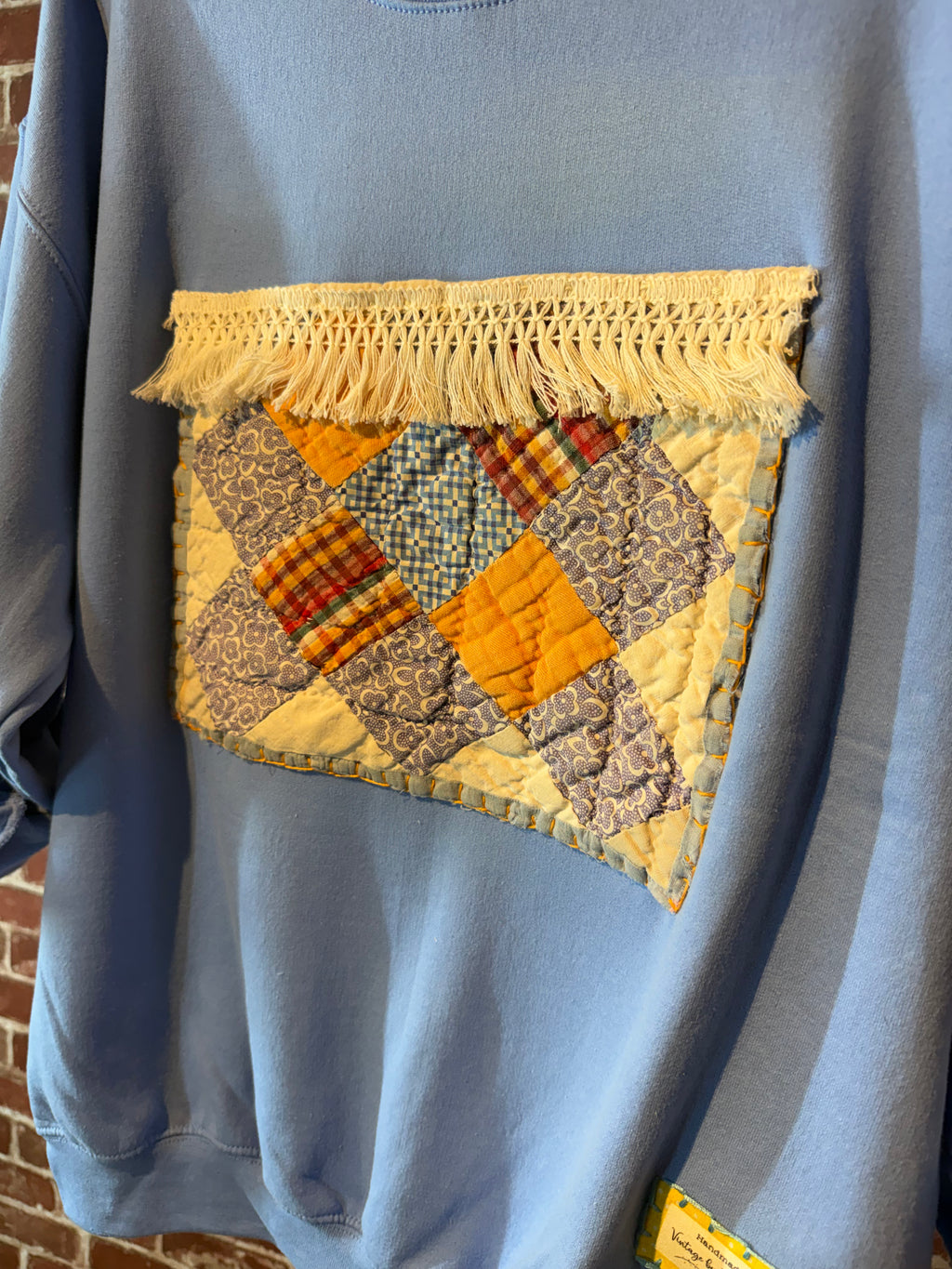 Light Blue Quilted Sweatshirt - Large